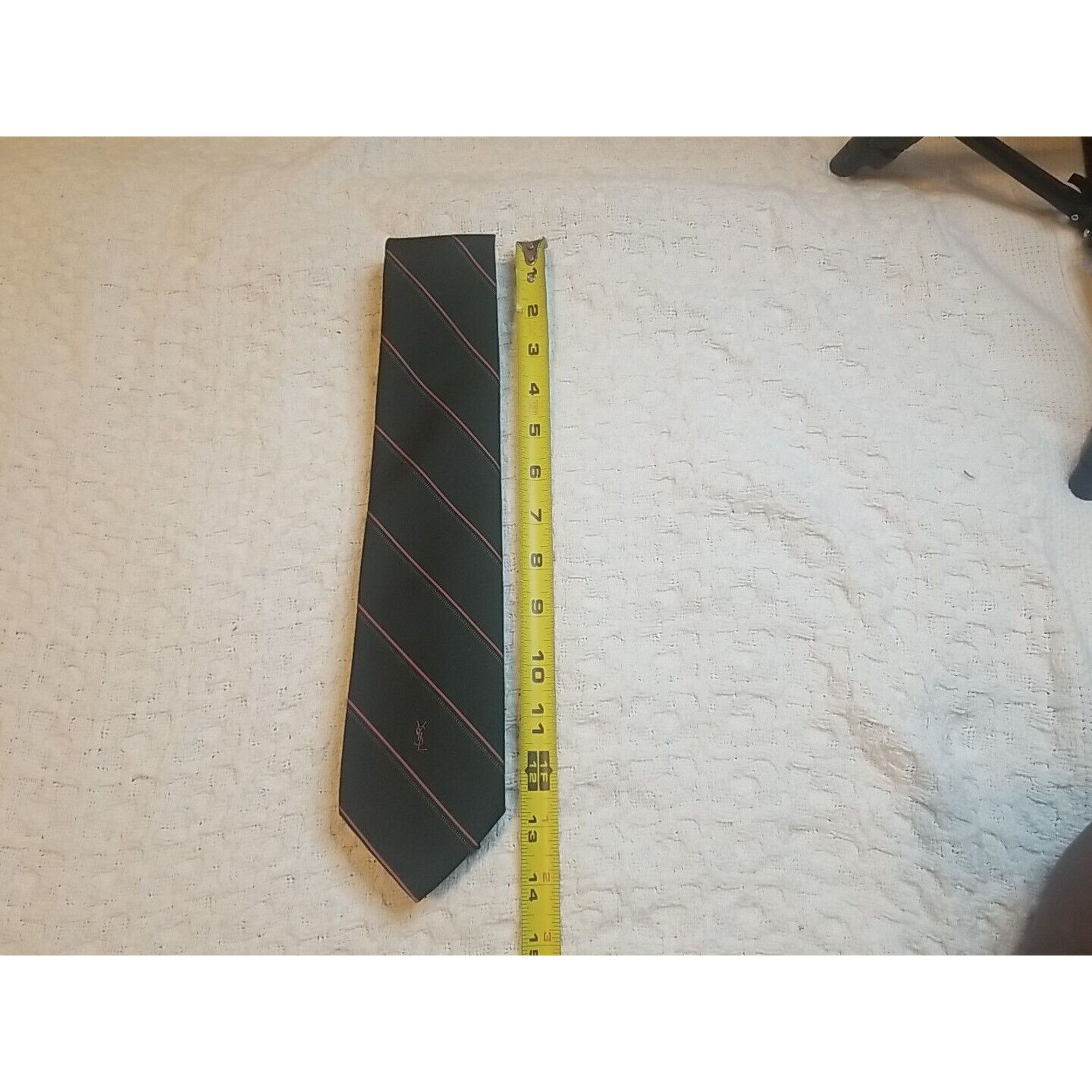 (di)vision YSL Yves Saint Laurent Vintage Mens Blue Pink Pinstripe Tie Size ONE SIZE - 2 Thumbnail