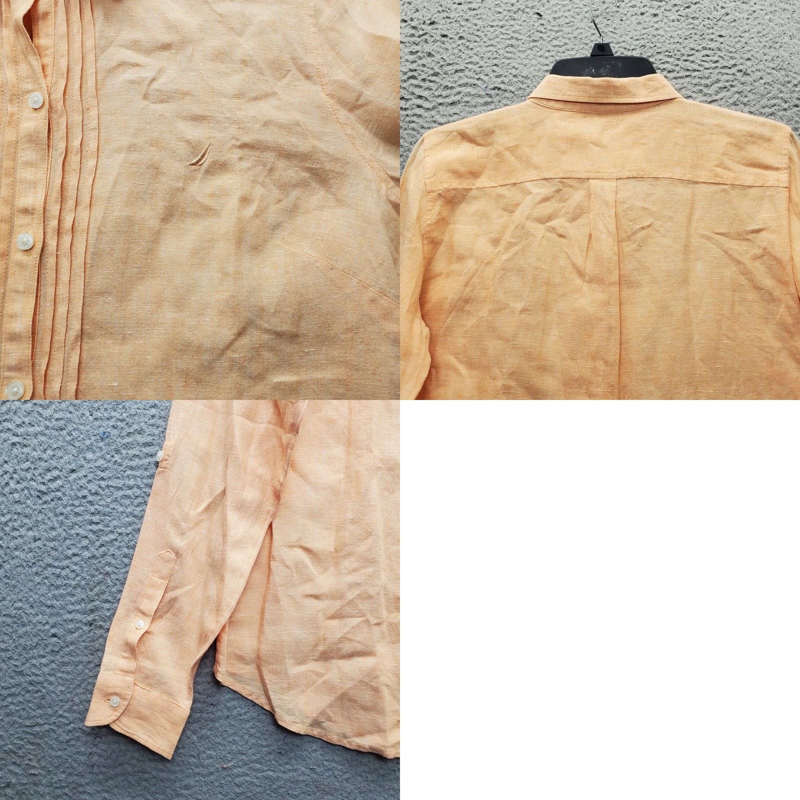 Nautica Nautica Shirt Women Size M Orange Linen Pintuck Embroidered Logo Roll Tab Sleeve Size M / US 6-8 / IT 42-44 - 8 Thumbnail