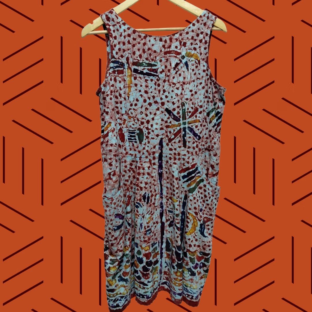 ESPIRIT Spirit of Courage Multicolor Graphic Print Cotton Batik Dress Women Sleeveless M Knee Length Tank Dress Summer Casual Nigeria Size M / US 6-8 / IT 42-44 - 1 Thumbnail