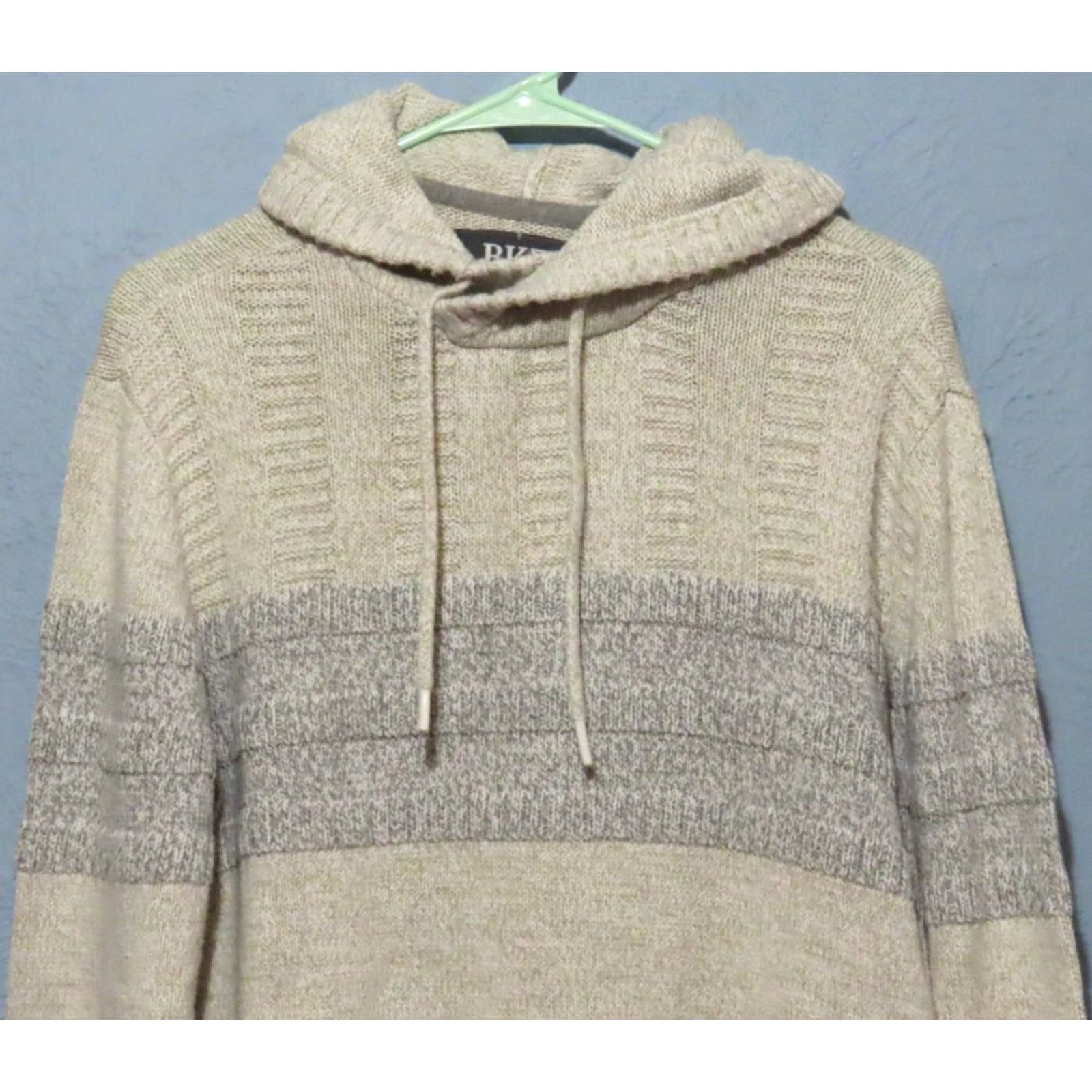 BKE BKE Men's L White Gray Hooded Tight-Knit Sweater Size US L / EU 52-54 / 3 - 3 Thumbnail