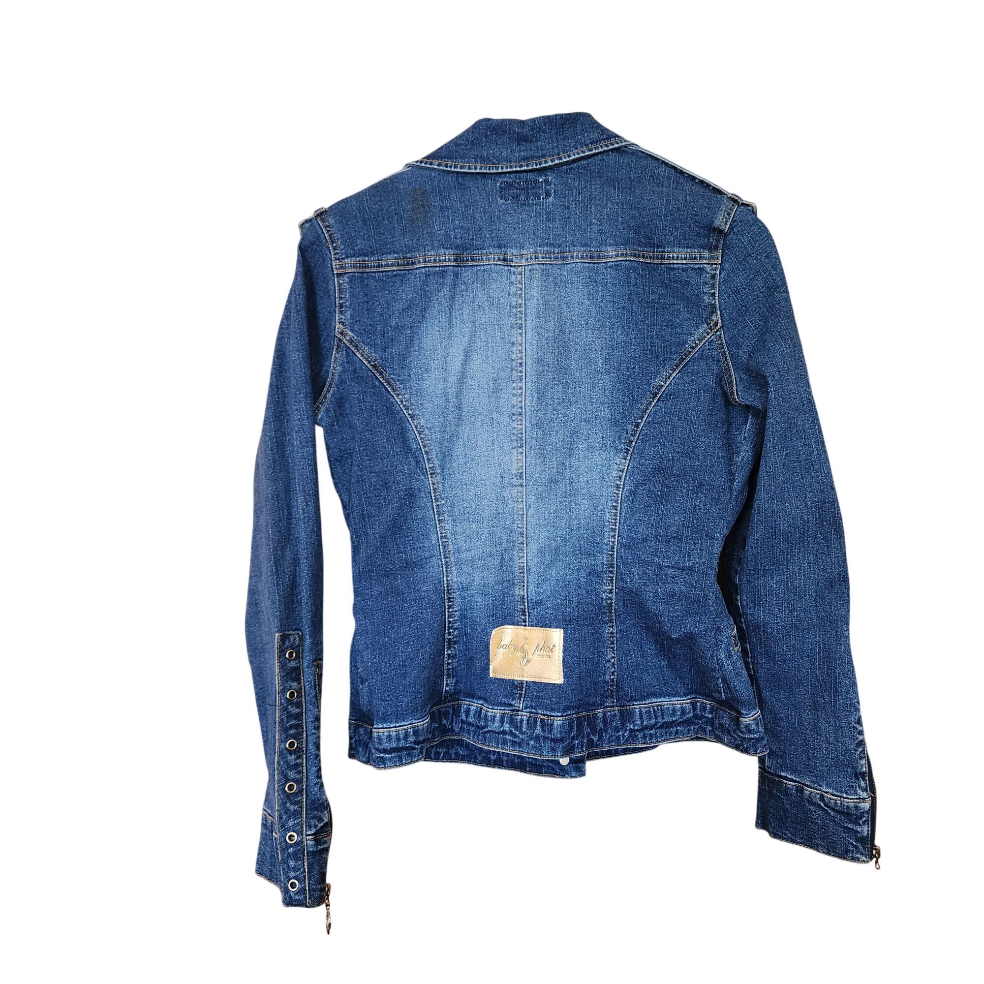 Other Vintage 2000's Baby Phat Y2K Womens Denim Jean Moto Jacket Size M / US 6-8 / IT 42-44 - 2 Thumbnail