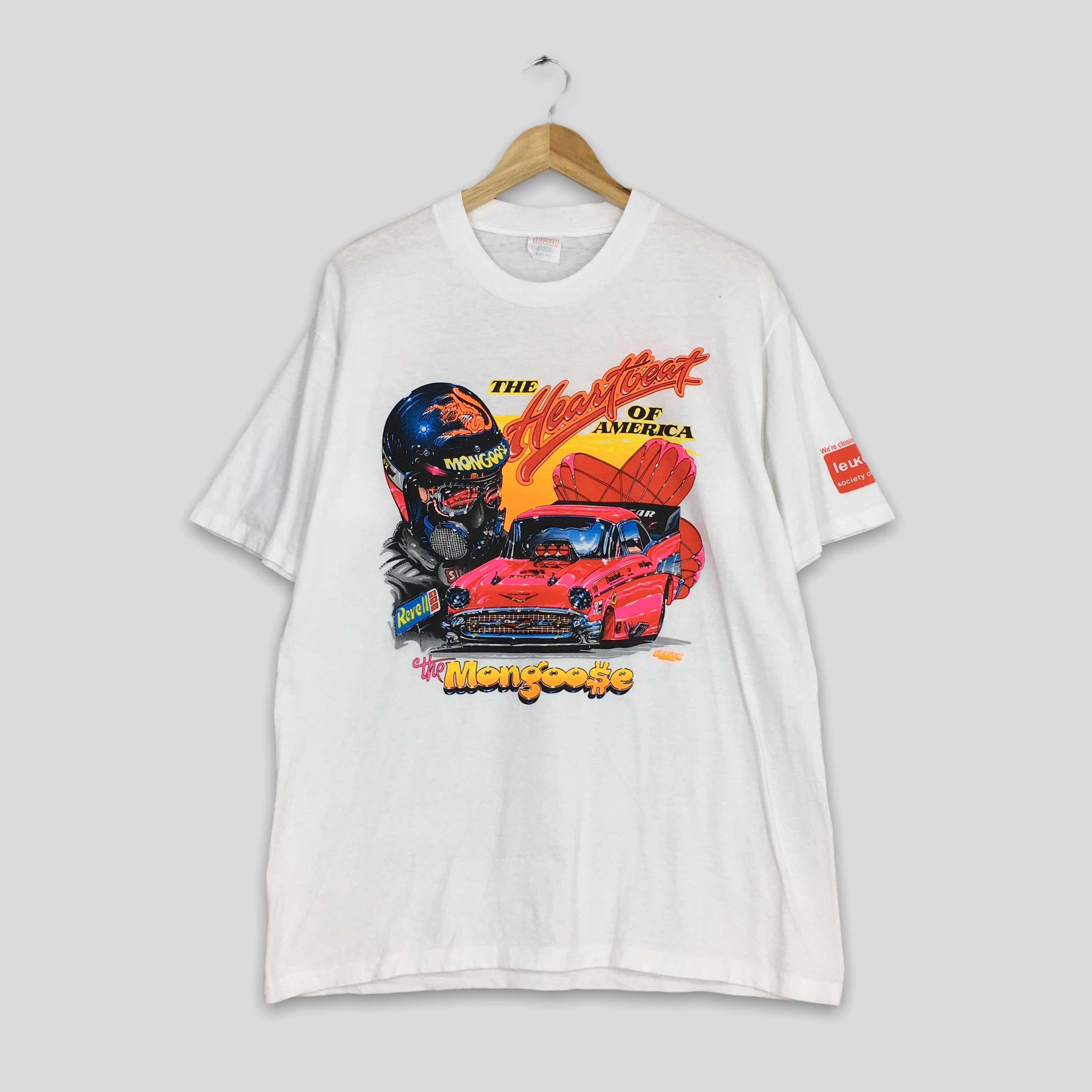 image of Made In USA x Racing Vintage 90's Tom Mcewen Racer The Mongoose Nhra T Shirt in White (Size Large)