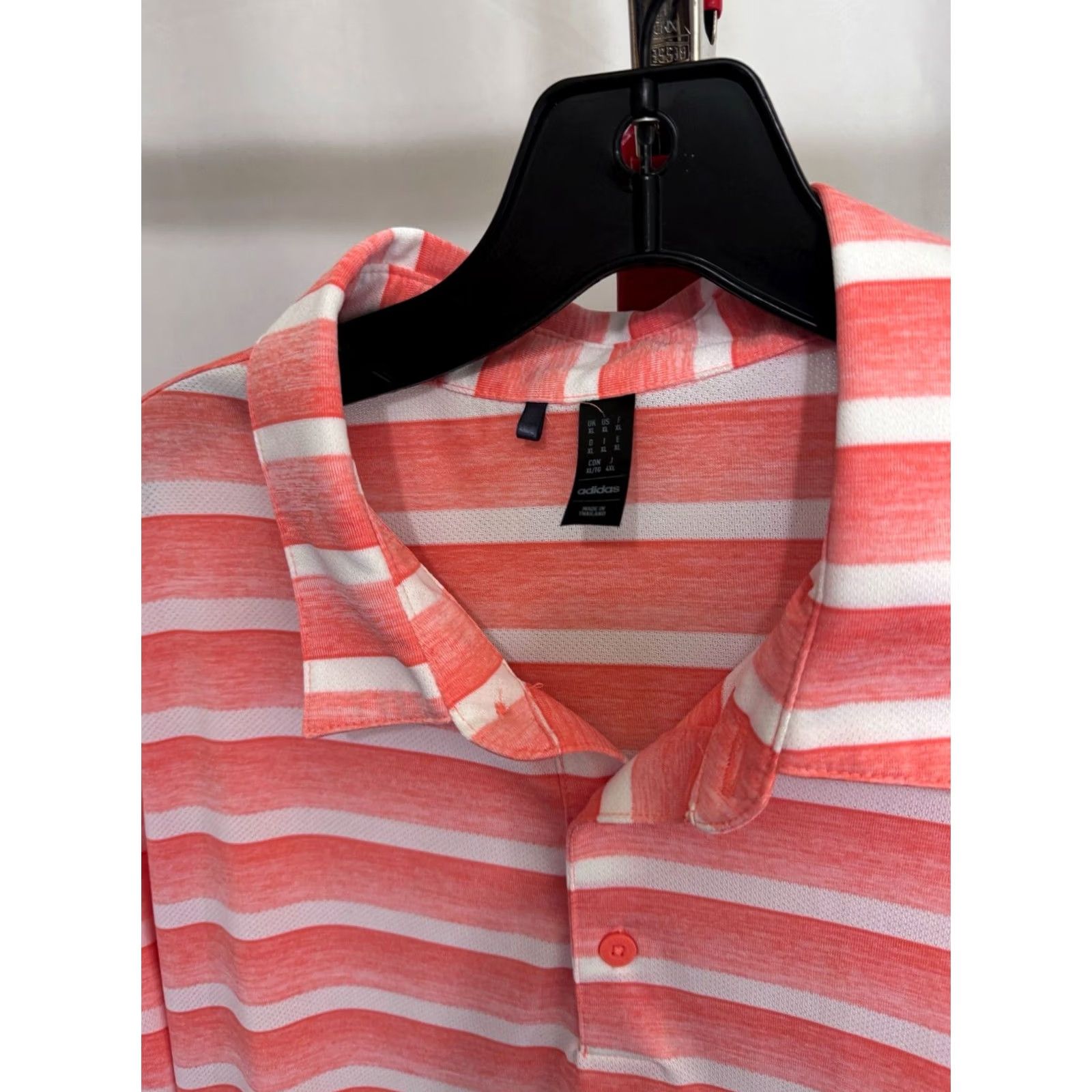 Adidas Adidas POLO SHIRT Peach Stripe Poly XL Mens Size US XL / EU 56 / 4 - 5 Thumbnail