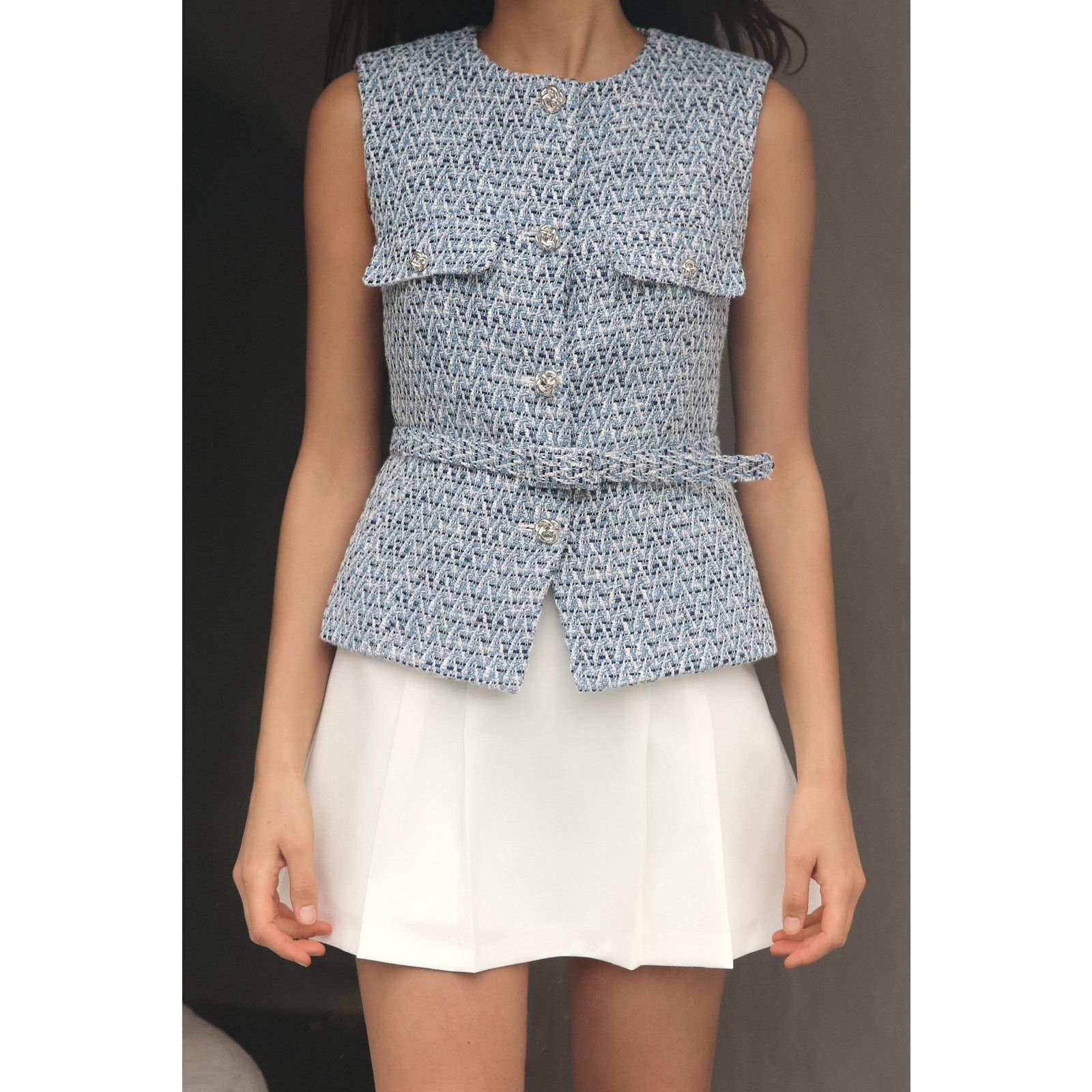 Zara ZARA Blue Textured Vest NWT Size XL / US 12-14 / IT 48-50 - 9 Thumbnail