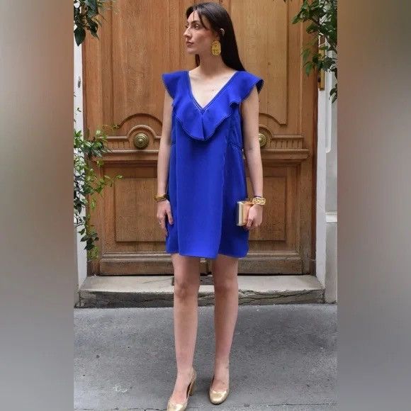 Sezane SEZANE Martie Mini Dress Electric Blue size 34 Size XS / US 0-2 / IT 36-38 - 4 Thumbnail