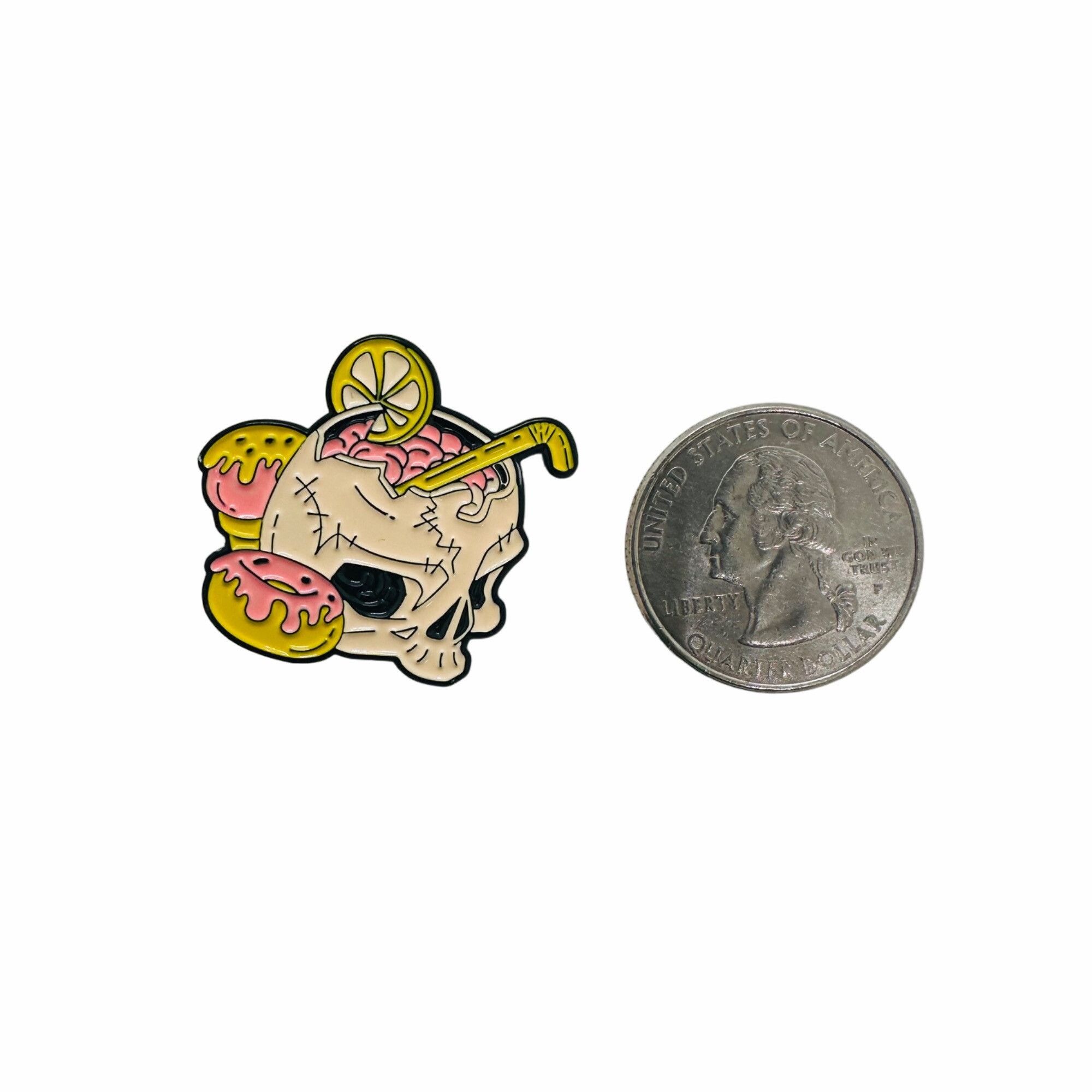 Other ☀️Oz Enamel Pin Pink Skull Drinking Cocktail Drink Goth Punk Size ONE SIZE - 5 Thumbnail