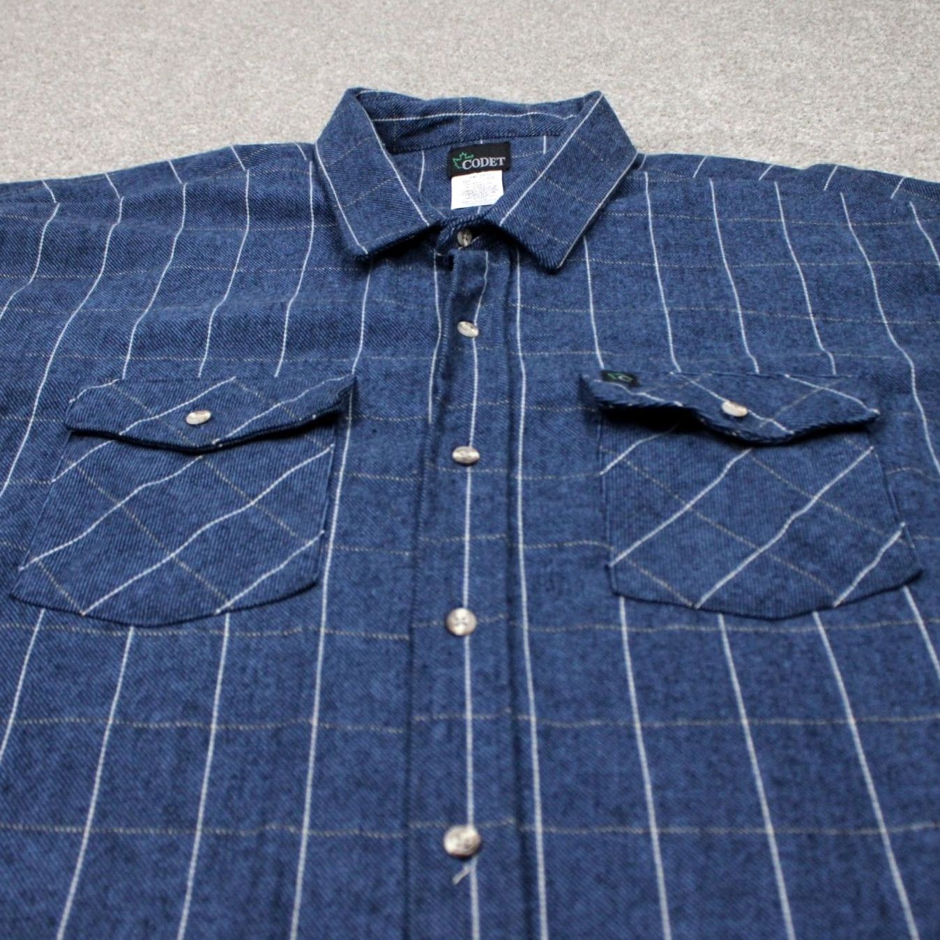 Vintage Codet Flannel Shirt Men 4XL Blue Heavyweight Long Sleeve Button Up Plaid Cotton shirt Size US XXL / EU 58 / 5 - 4 Thumbnail
