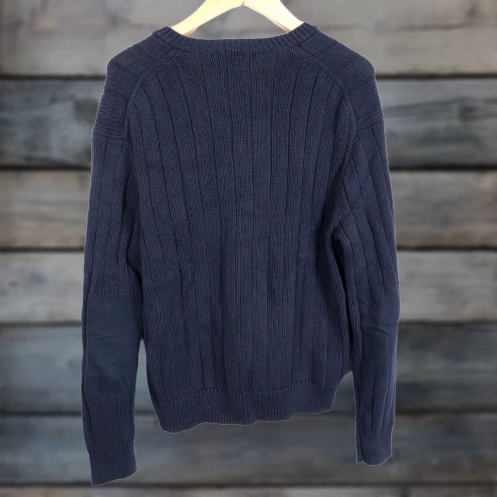 Polo Ralph Lauren Polo Ralph Lauren Sweater Men XL Dark Blue Chunky Knit V-Neck Elbow Patches Size US XL / EU 56 / 4 - 1 Thumbnail