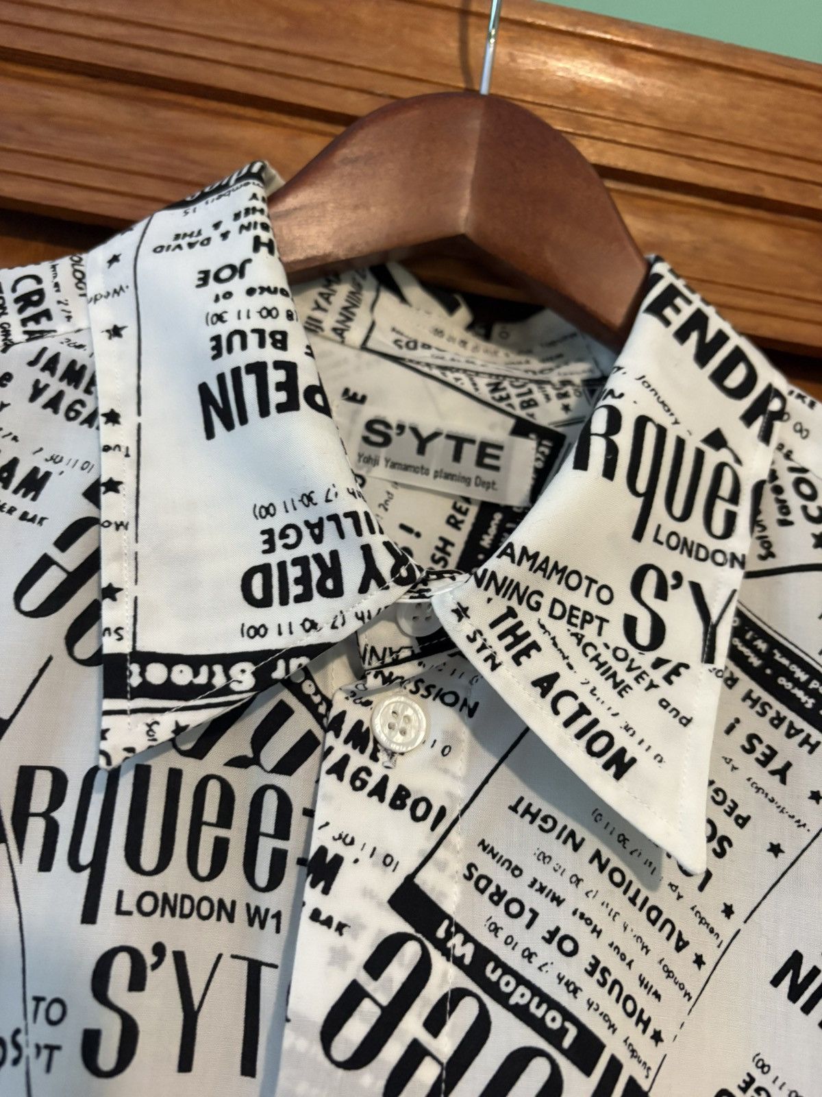 Yohji Yamamoto NWT Yohji Yamamoto S'YTE Newspaper Button Shirt Size US M / EU 48-50 / 2 - 6 Thumbnail