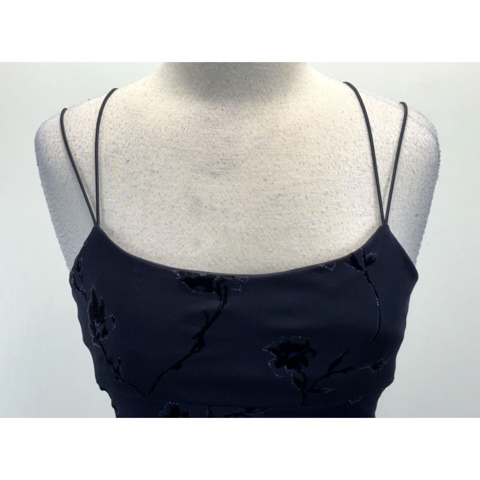 Vintage VINTAGE Byer Too Maxi Gown Dress Womens M Navy Floral Stretch Fairy Goth USA Y2K Size M / US 6-8 / IT 42-44 - 5 Thumbnail