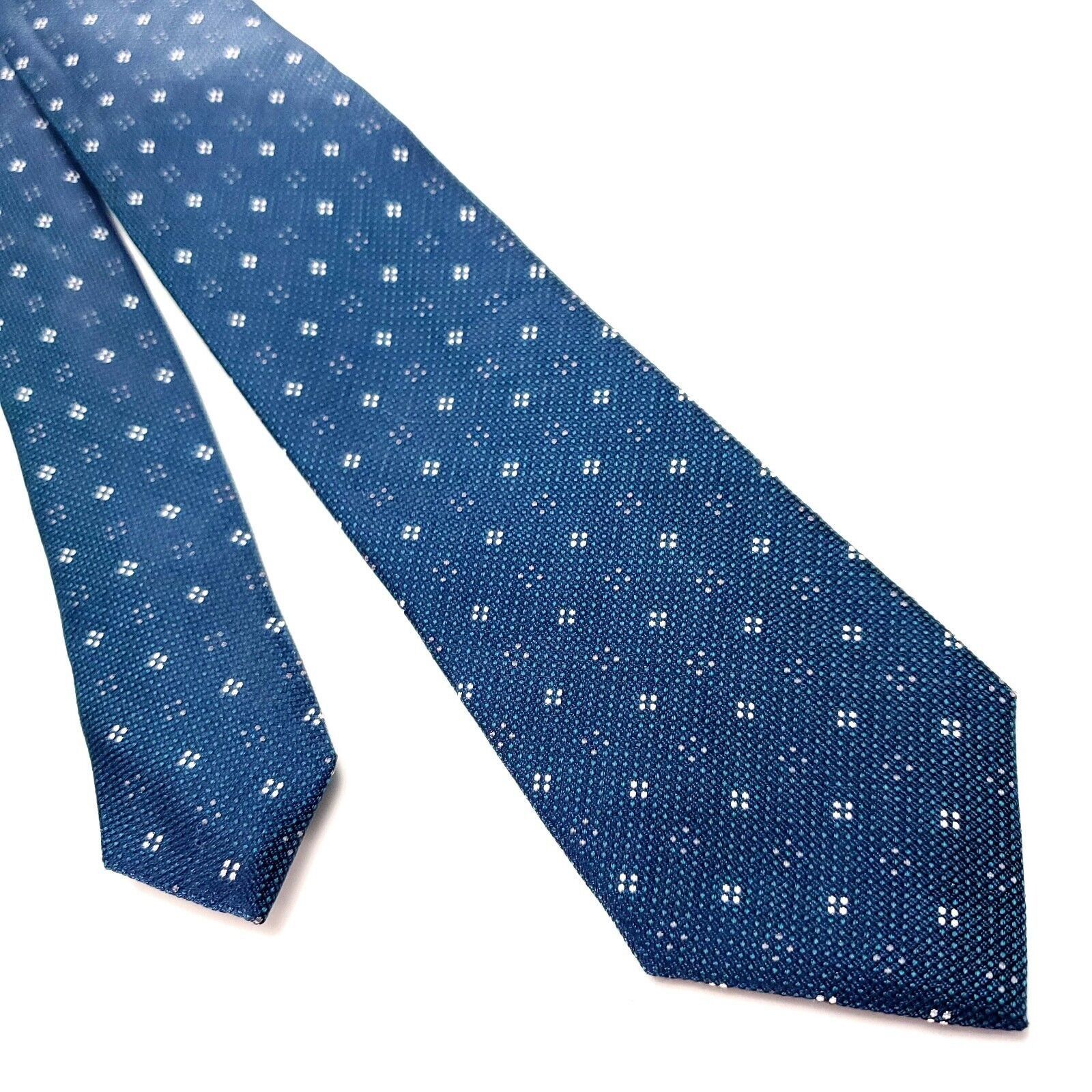 The Tie Bar The Tie Bar Dark Blue Silk Tie Woven Skinny Geometric Size ONE SIZE - 1 Thumbnail