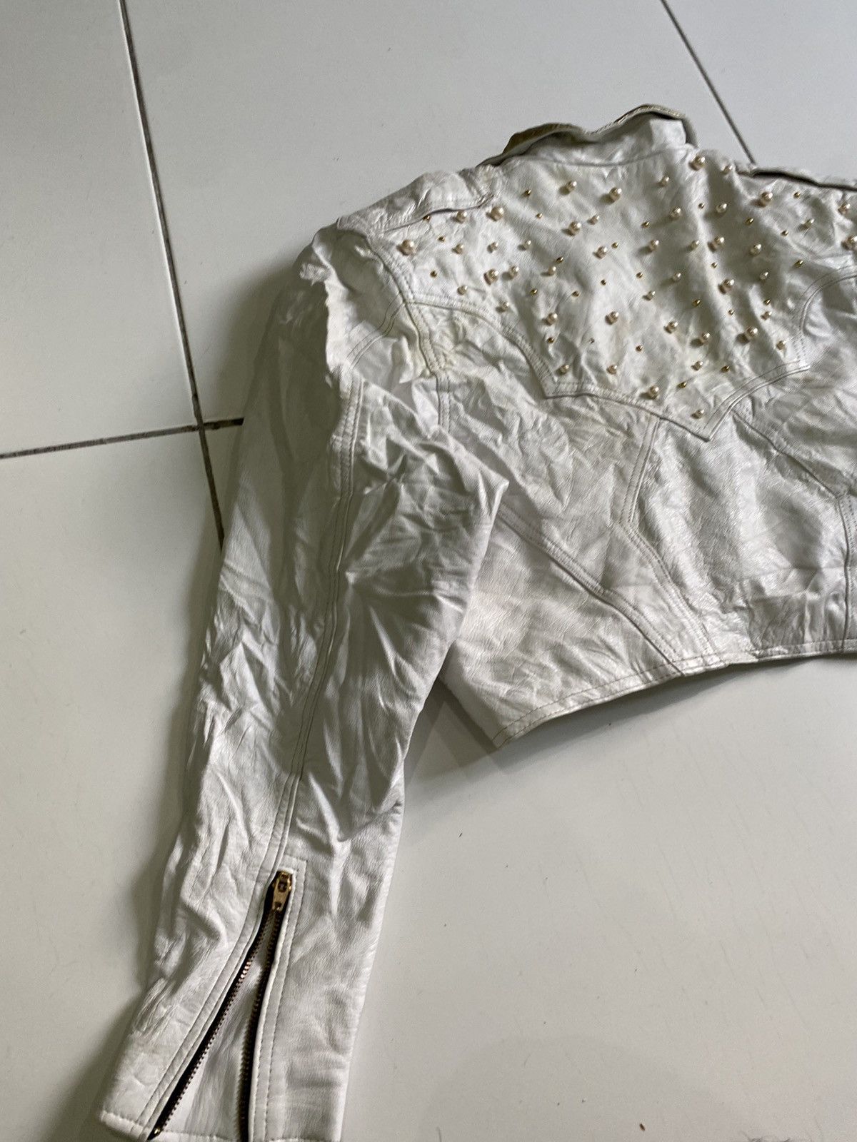 Other UK Vintage 80s Suede Cropped seditionaries White Jackets Size L / US 10 / IT 46 - 6 Thumbnail