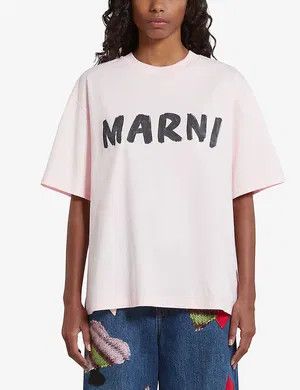 Marni oc11z0425 Boxy Fit Logo Print T-Shirt in White Size M / US 6-8 / IT 42-44 - 2 Thumbnail