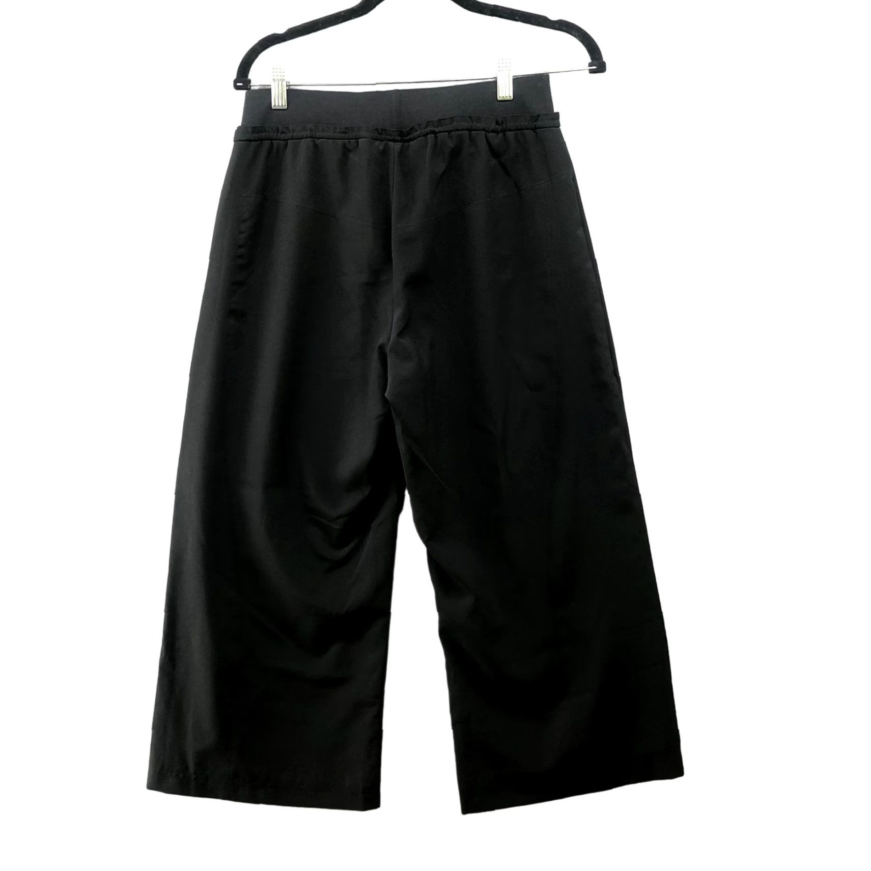 Vintage NordicTrack Wide Leg Crop Active Pants Womens M Outdoor Outdoorwear Wind Resistant Elastic Waist Pull On Black Polyester Blend (10-12) Cr Size 32" / US 10 / IT 46 - 2 Thumbnail