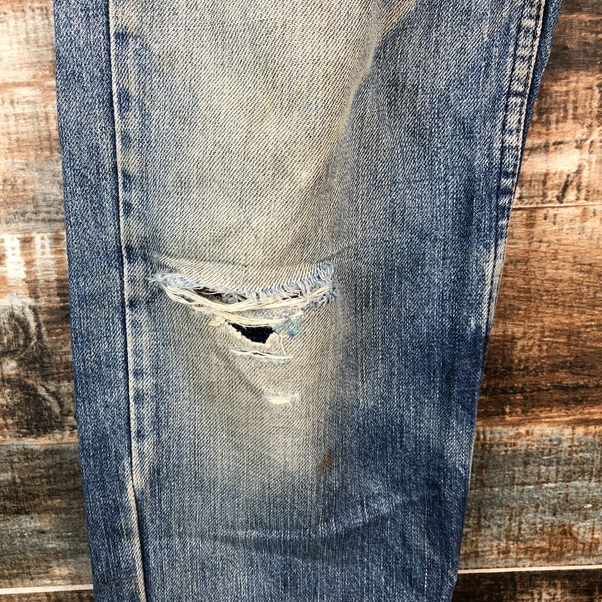 Levi's DLL Levis Blue ripped vintage Denim Pants #C240 Size US 27 - 11 Thumbnail