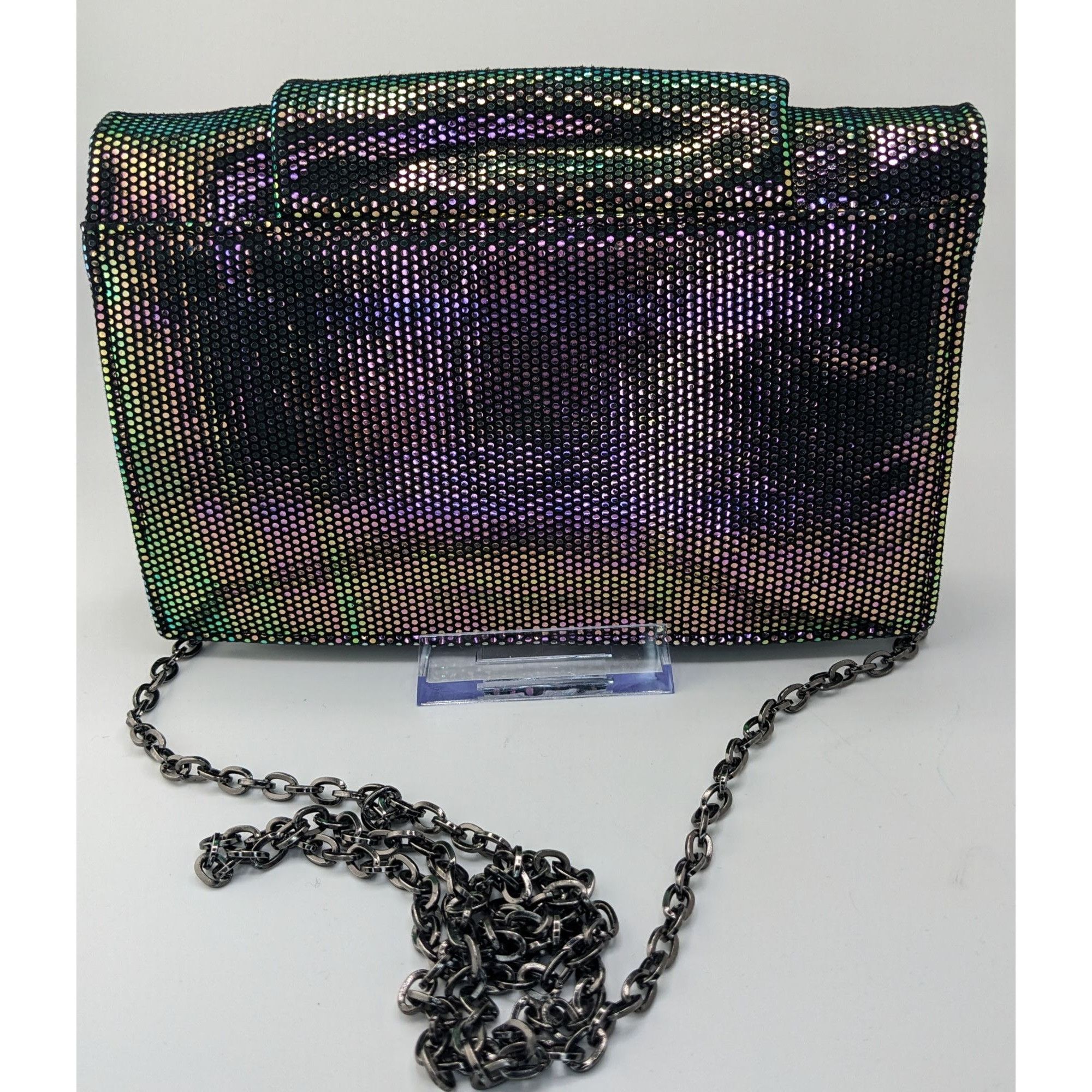 Halston Heritage Halston Heritage Purple Iridescent Clutch Bag With 24" Chain Size ONE SIZE - 11 Thumbnail