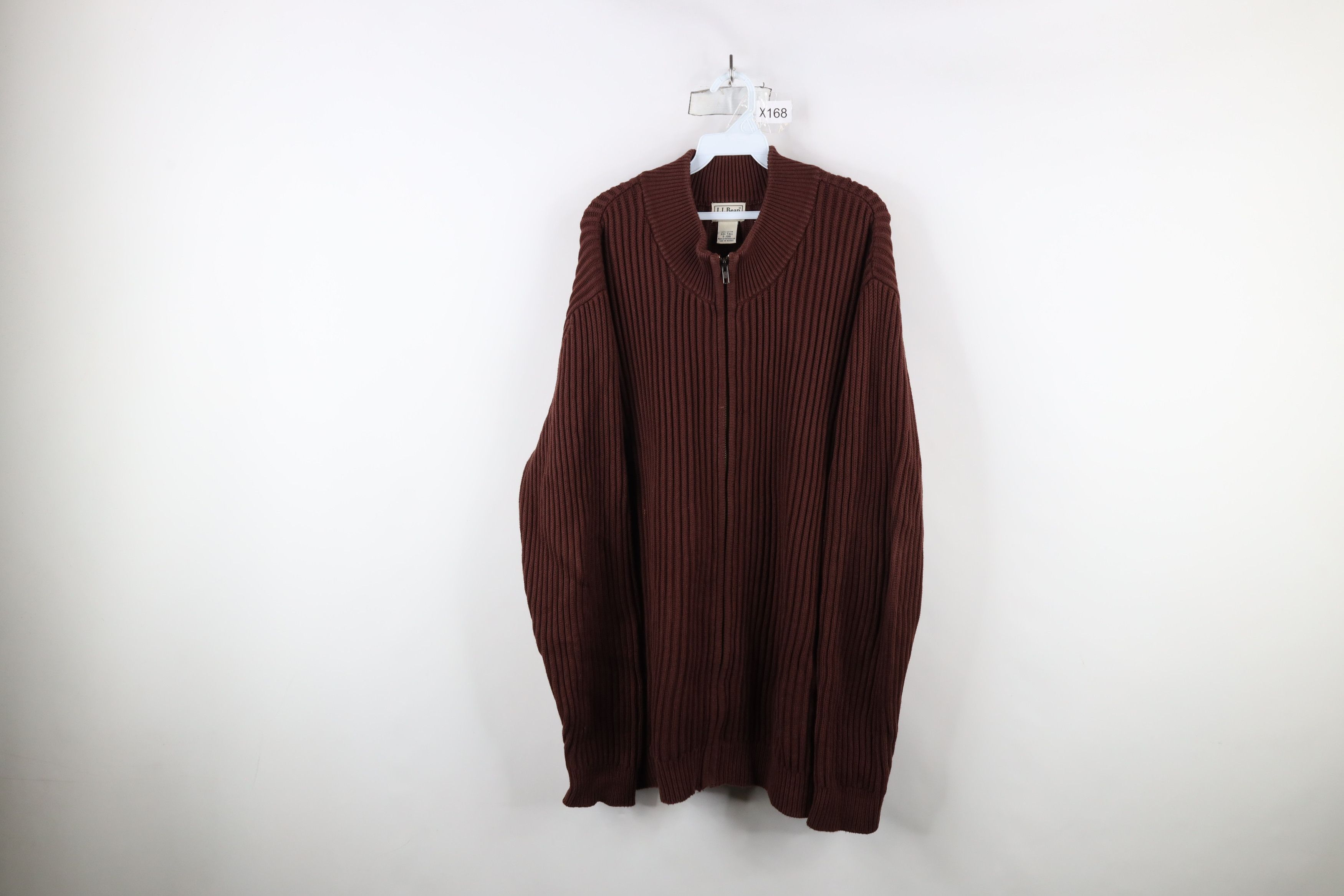 L.L. Bean × Vintage Vintage LL Bean Chunky Ribbed Knit Full Zip Sweater Burgundy Size US XXL / EU 58 / 5 - 1 Thumbnail
