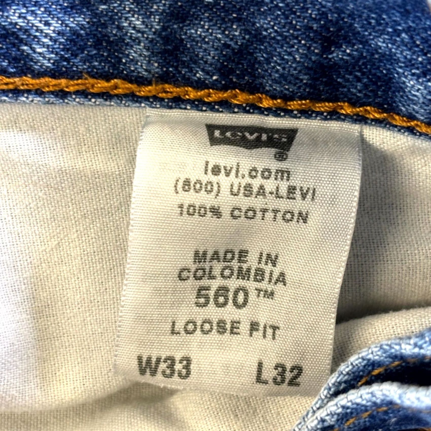 Levi's Vintage Levi's 560 Jeans Mens 33x32 Blue Denim 100% Cotton Loose Fit Tapered Leg Denim Jeans Mens Blue 90s City Outdoor Size US 33 - 6 Thumbnail