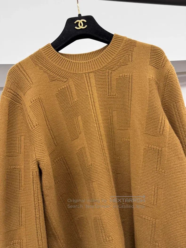 Hermes Hermes Brown Textured Knit Sweater Size XS / US 0-2 / IT 36-38 - 2 Thumbnail
