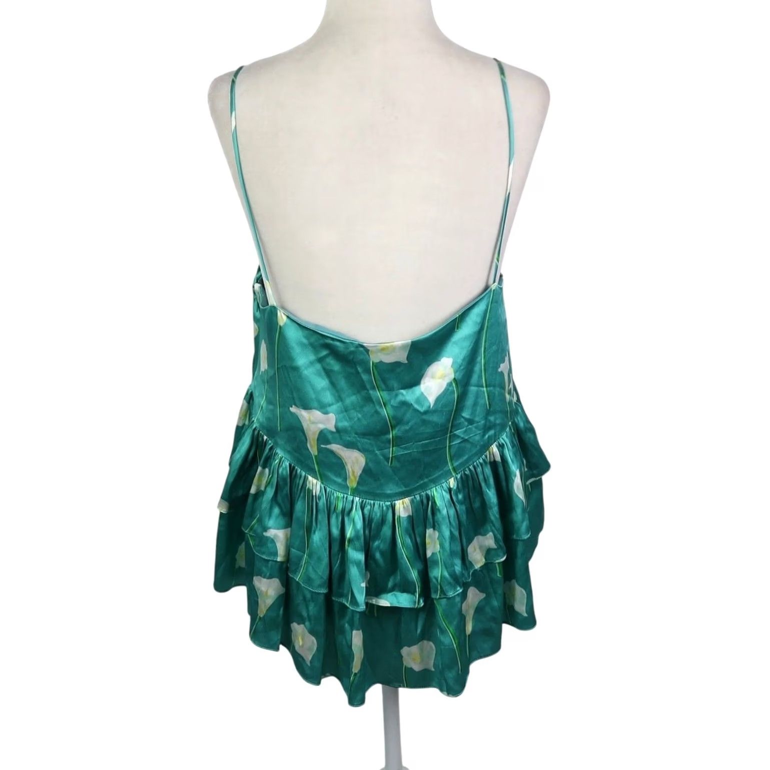 CAROLINE CONSTAS Caroline Constas Nadine Tank Top Teal Green Floral Silk Medium Bohemian Womens Tank Top Size M / US 6-8 / IT 42-44 - 5 Thumbnail