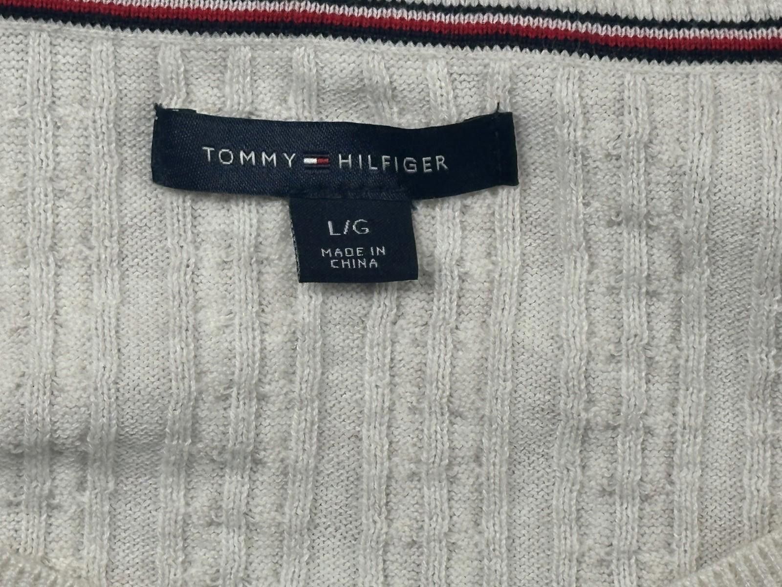 Tommy Hilfiger Tommy Hilfiger Cable Knit Pullover Sweater White Mens Large Size US L / EU 52-54 / 3 - 6 Thumbnail