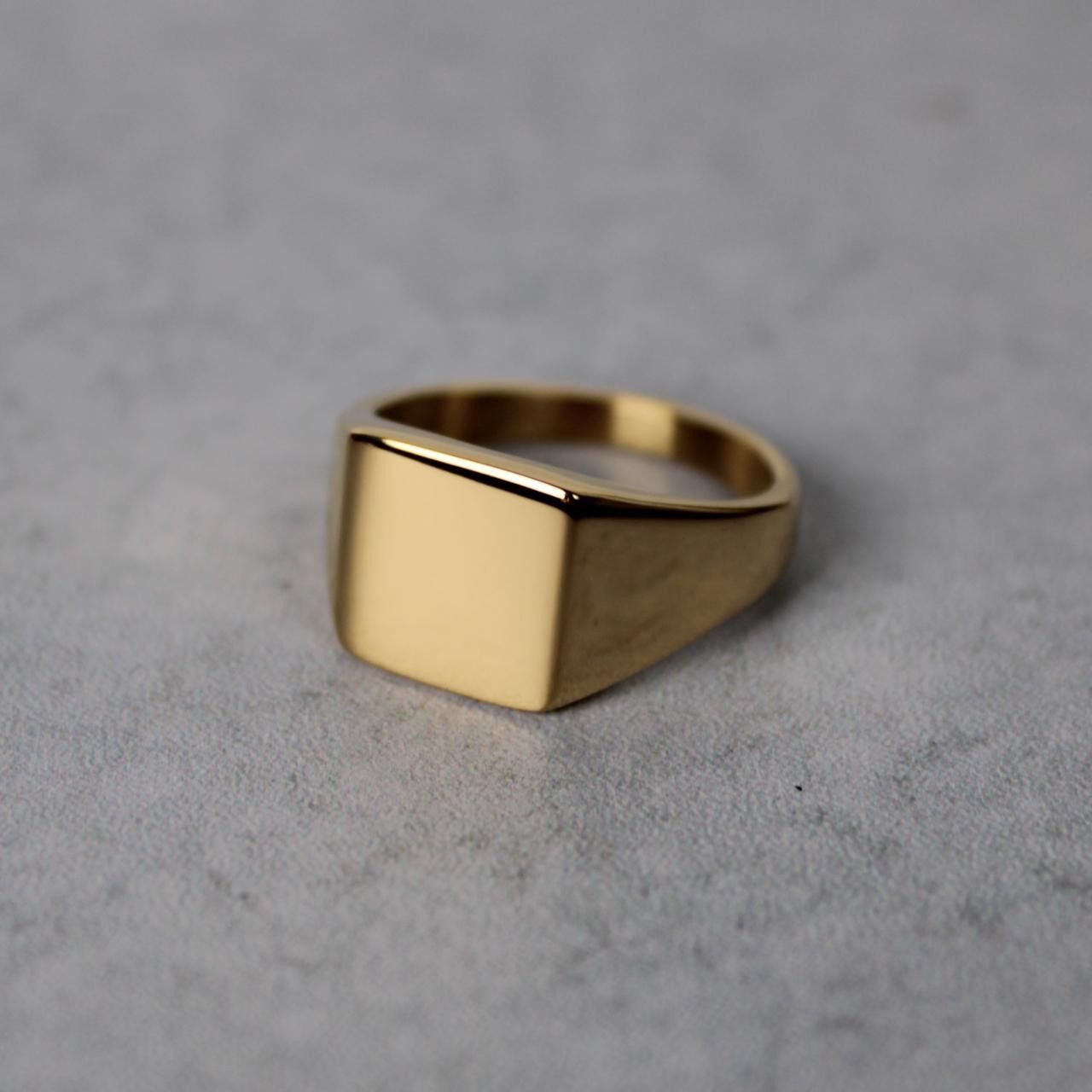 Jewelry Gold Square Signet Ring 14MM Size 8 US Size ONE SIZE - 1 Thumbnail