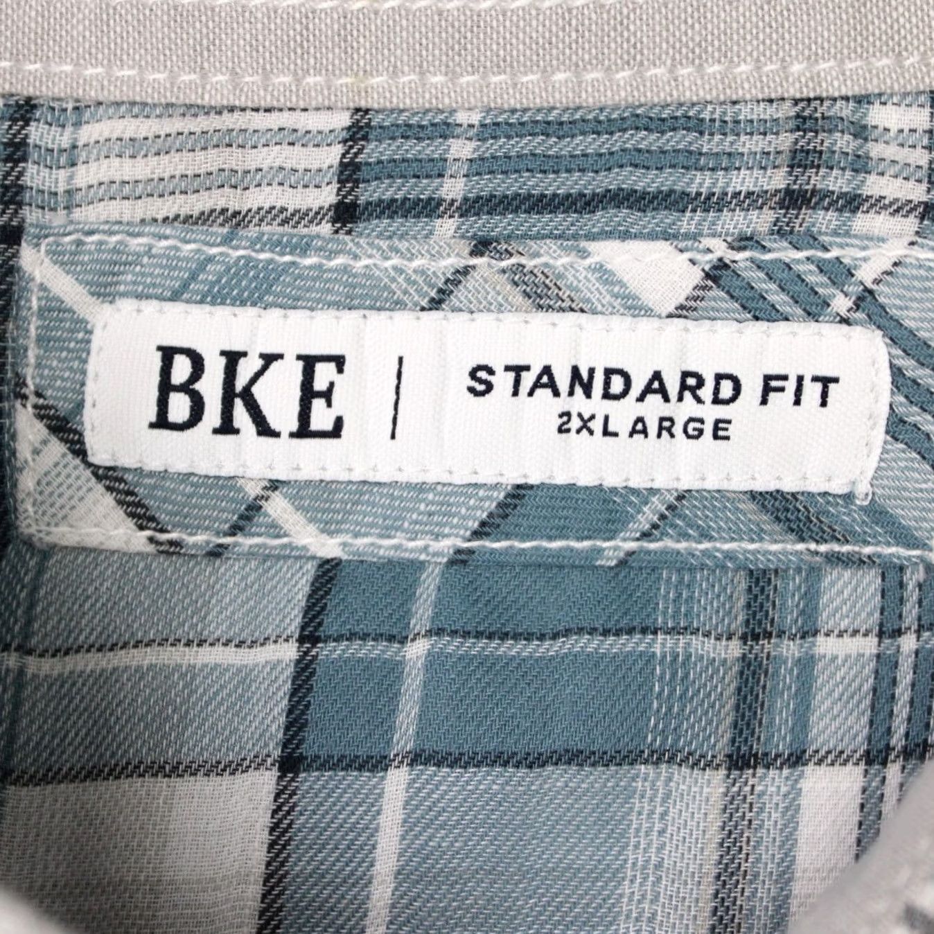 BKE BKE Shirt Mens 2XL XXL Blue/White Plaid Pearl Snap Short Sleeve Standard Fit Size US XXL / EU 58 / 5 - 6 Thumbnail