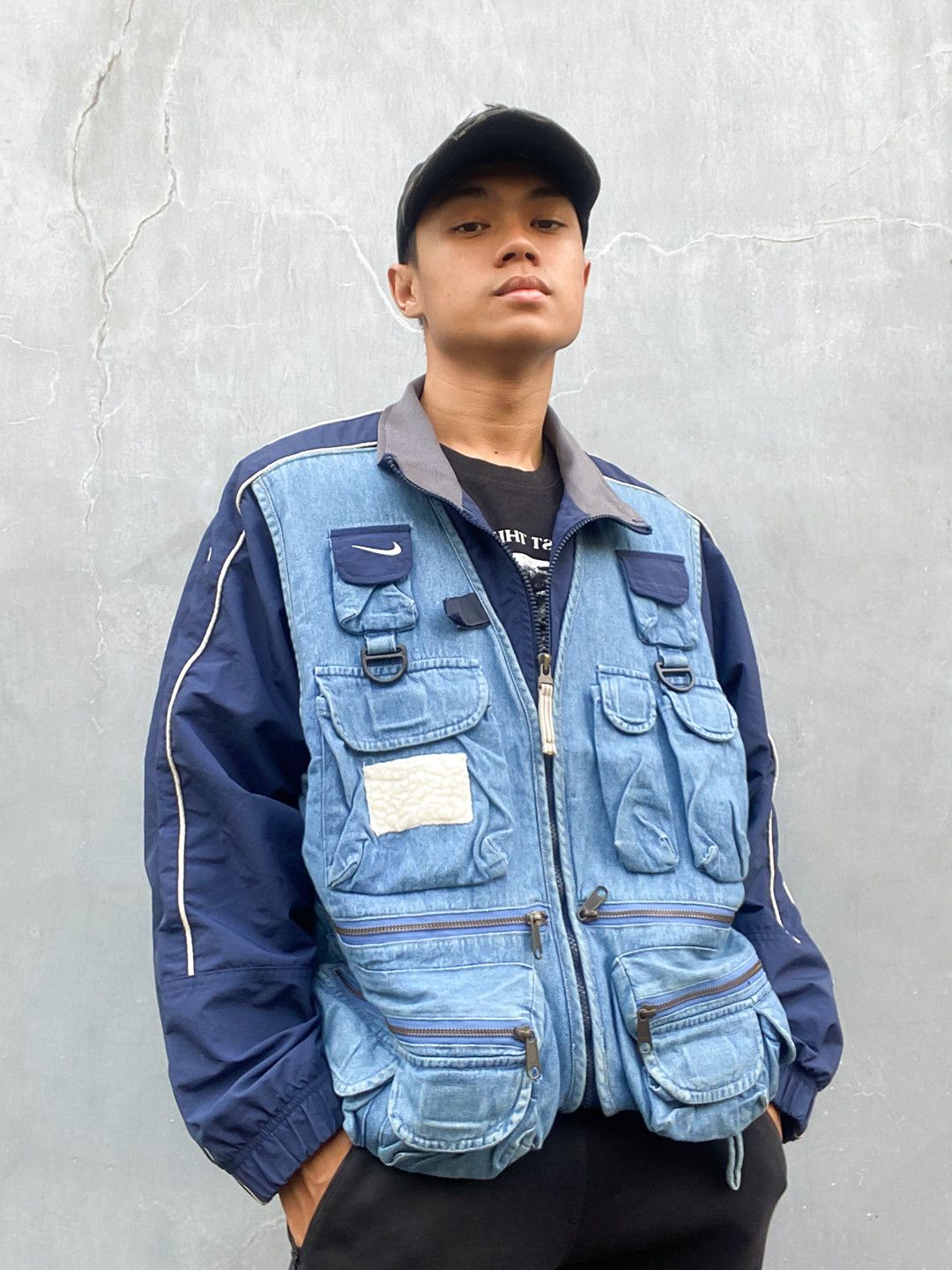 Nike Reworked Vintage Nike Zip-up Tactical Tracktop Navy Denim | Grailed