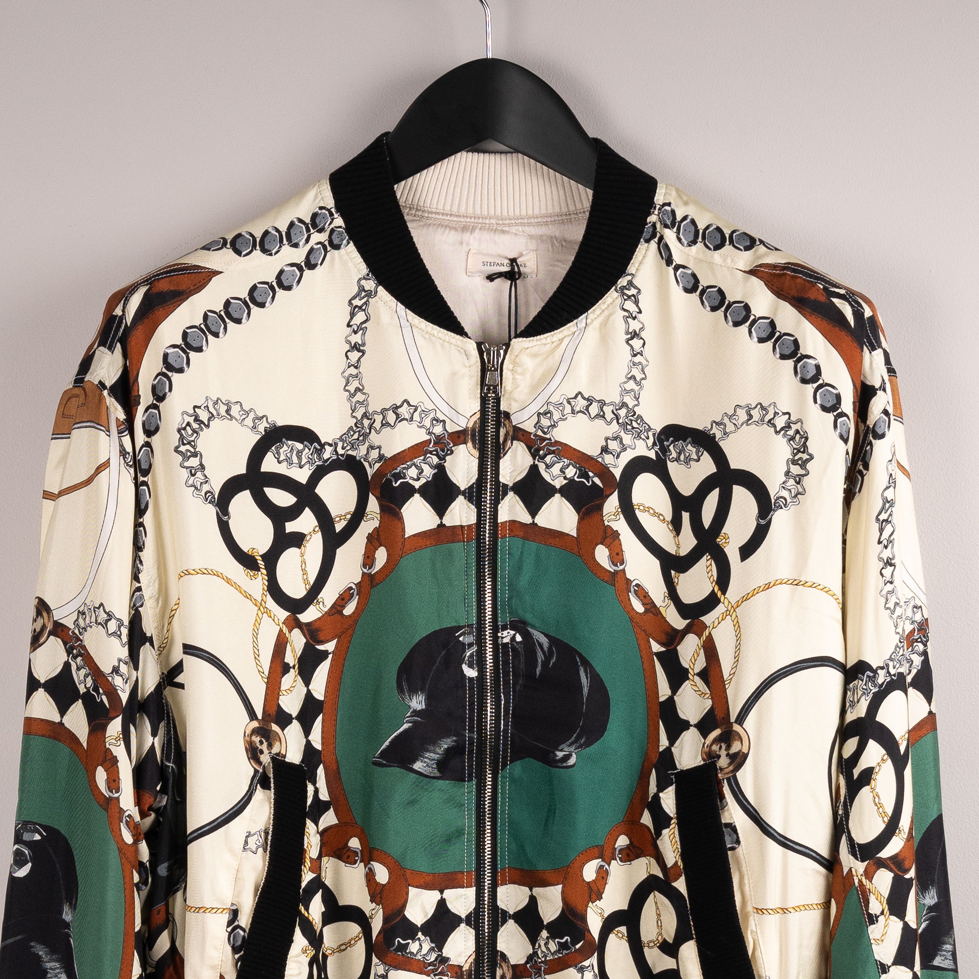 Stefan Cooke Stefan Cooke SS23 Printed Silk Bomber Jacket Cream/Green Size US L / EU 52-54 / 3 - 5 Thumbnail