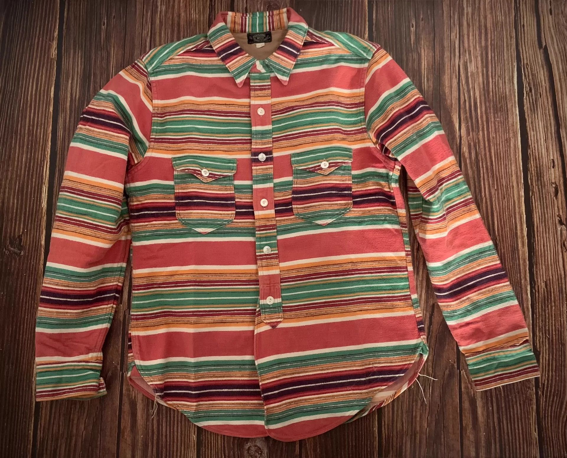 Freewheelers Freewheelers Rainbow striped shirt Size US L / EU 52-54 / 3 - 1 Thumbnail