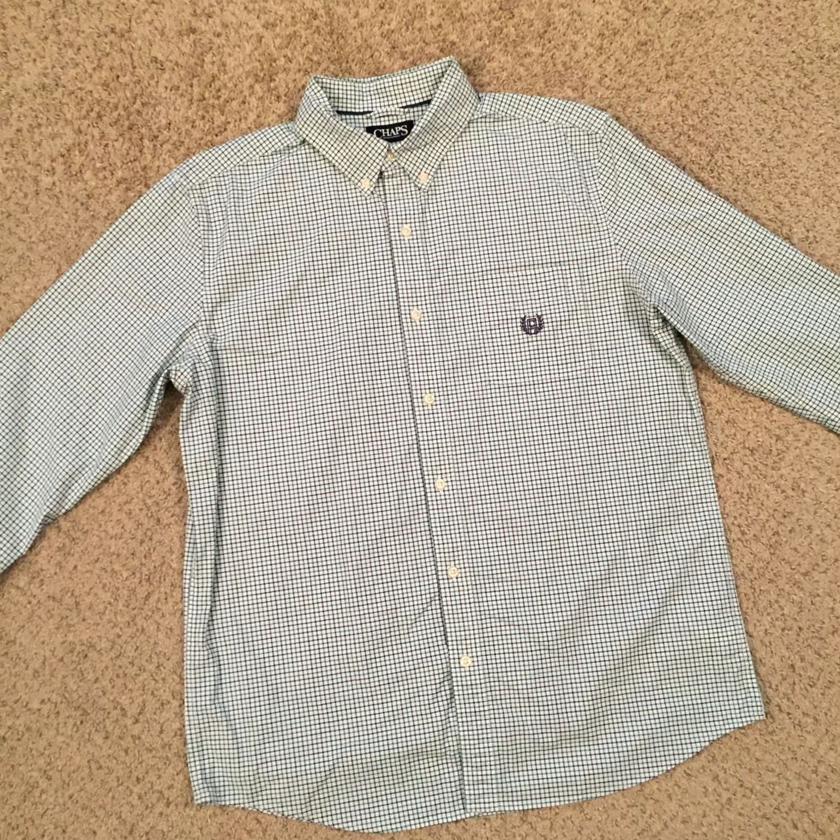 Chaps Chaps Shirt Mens Large Green Purple Check Long Sleeve Button Up Stretch Oxford Size US L / EU 52-54 / 3 - 5 Thumbnail