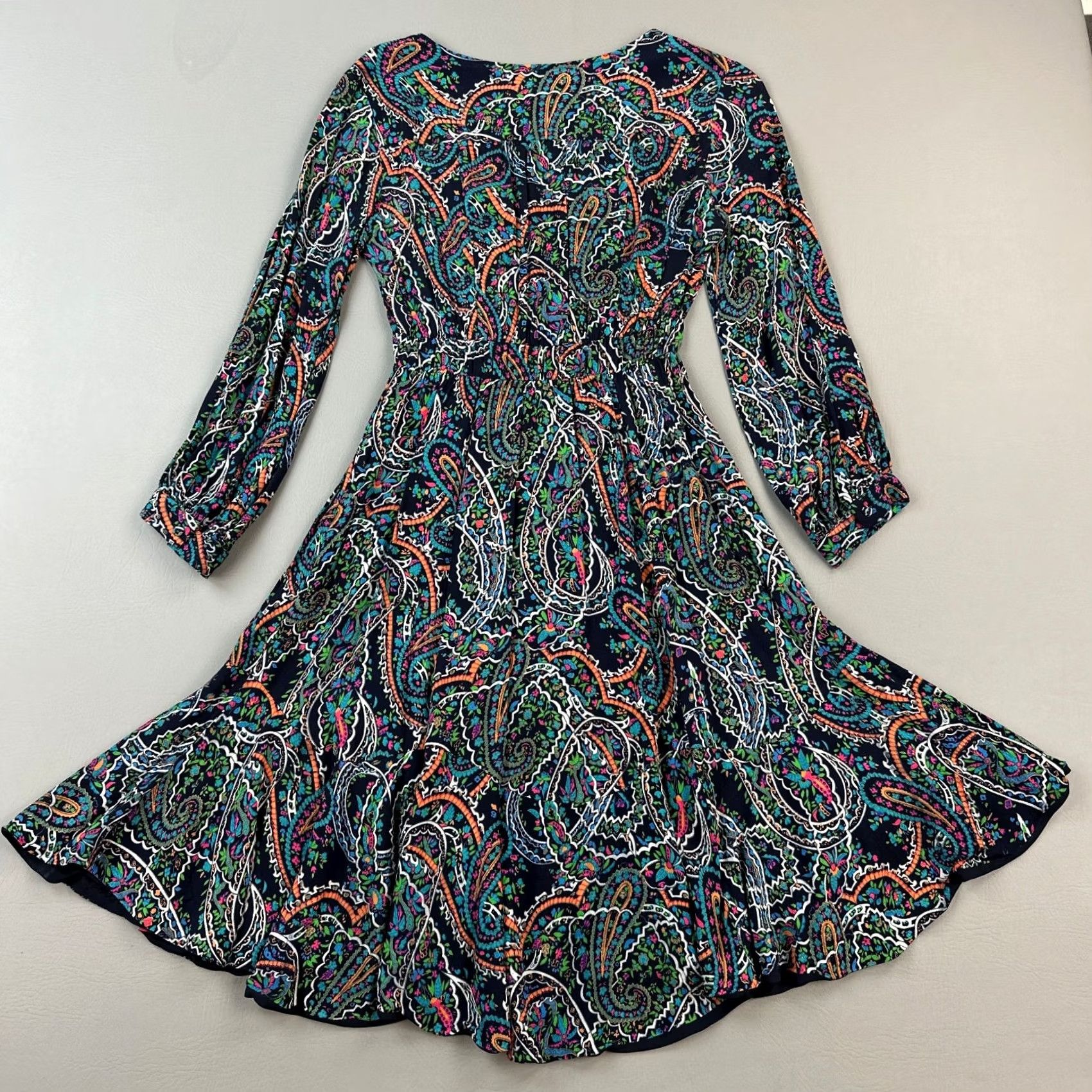 Anthropologie Maeve Anthropologie Dress Womens XS Black Paisley Boho Flowy Long Sleeve Dress Size XS / US 0-2 / IT 36-38 - 6 Thumbnail
