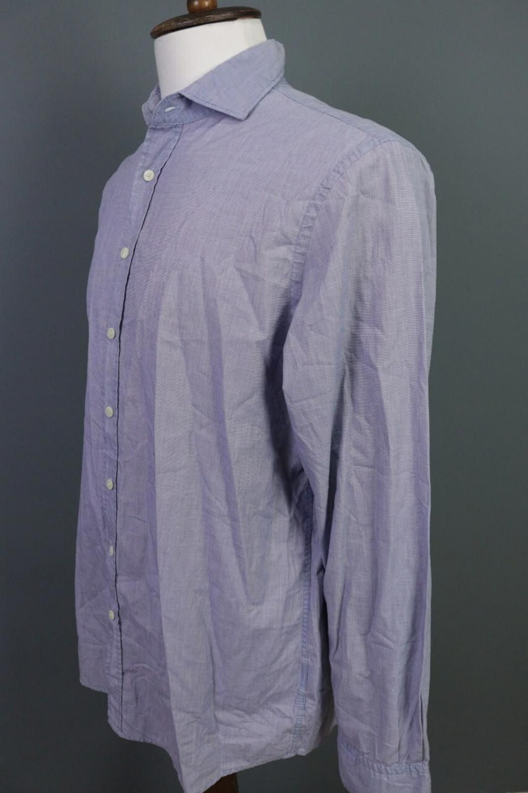Designer Hackett London Classic Fit Gray Button Down Shirt Size L Size US L / EU 52-54 / 3 - 7 Thumbnail