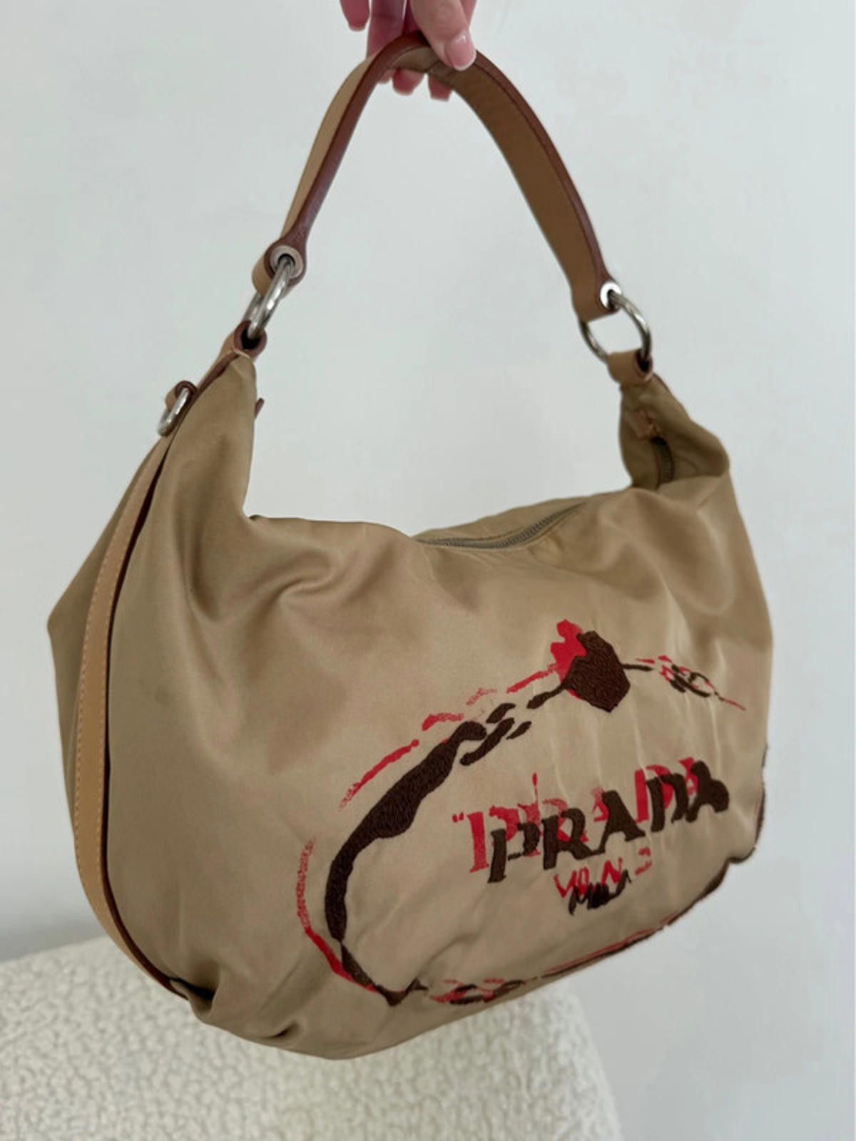 Prada Prada Stencil Logo Hobo Shoulder Bag Size ONE SIZE - 3 Thumbnail