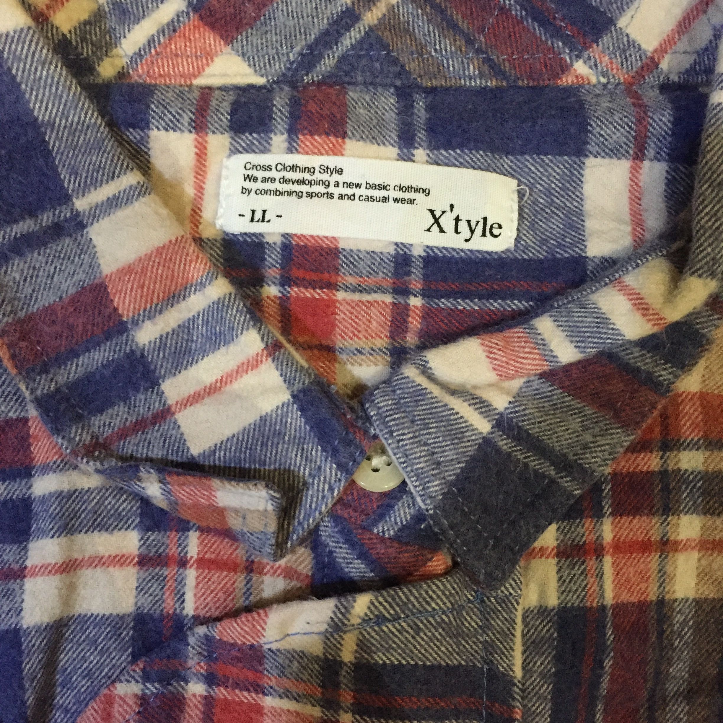 Handmade X'Tyle Chinese Cheongsam Boxy Shirt Flannel Reworked Size L / US 10 / IT 46 - 3 Thumbnail
