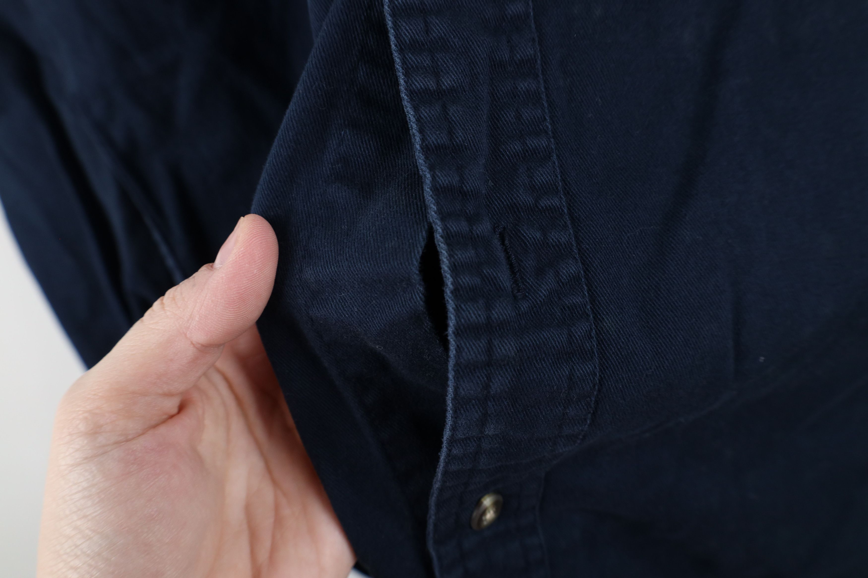 Vintage Vintage 90s Streetwear Band Collar Button Shirt Navy Blue Size US M / EU 48-50 / 2 - 9 Thumbnail