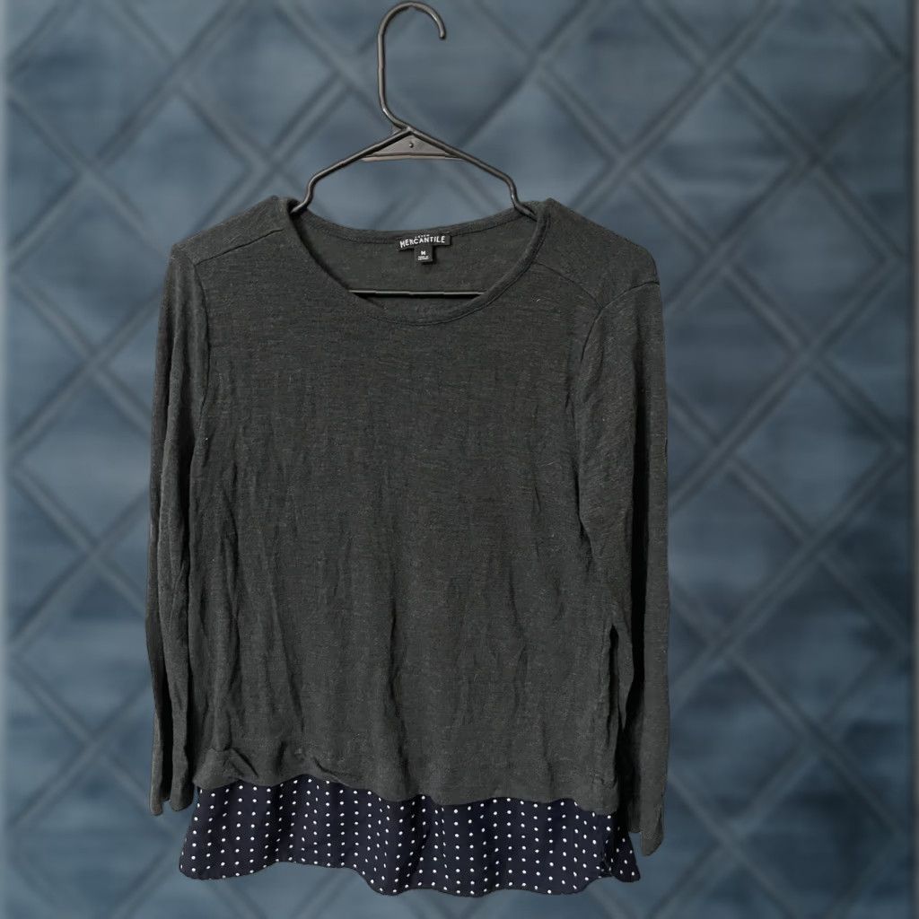 J.Crew J. Crew Mercantile Gray Twofer Faux Layer Long Sleeve Sweater Top Womens Size M Size M / US 6-8 / IT 42-44 - 1 Thumbnail