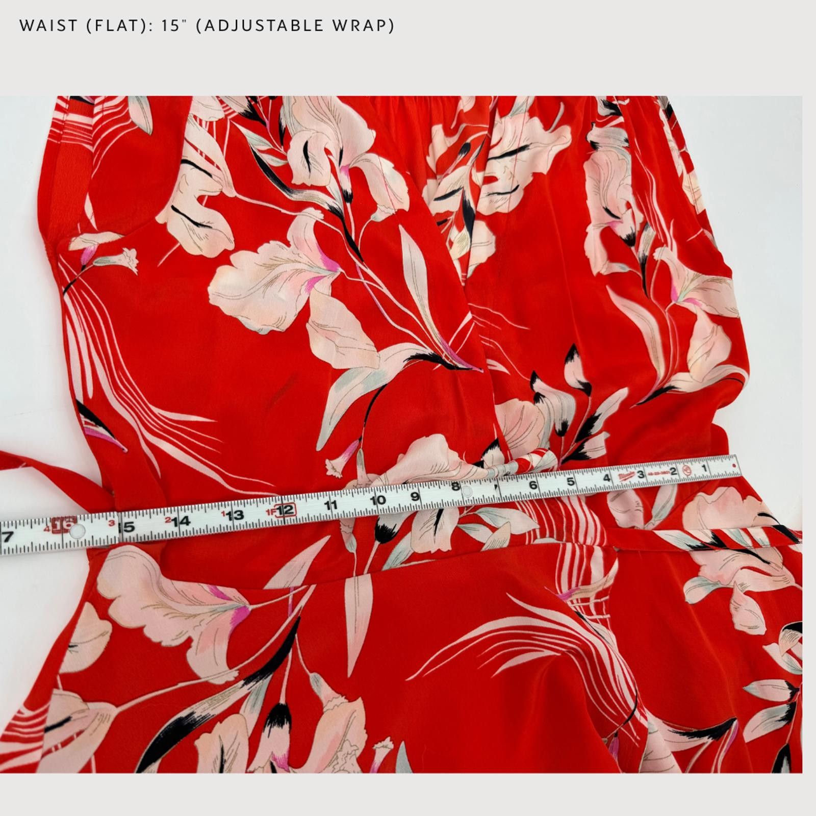 Other Yumi Kim Silk Wrap Dress Red Floral Mini M Romantic Size 32" / US 10 / IT 46 - 8 Thumbnail