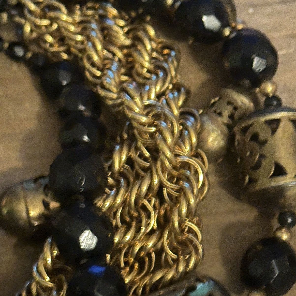 Vintage Vintage multi strand rope chain and black glass bead necklac Size ONE SIZE - 5 Thumbnail
