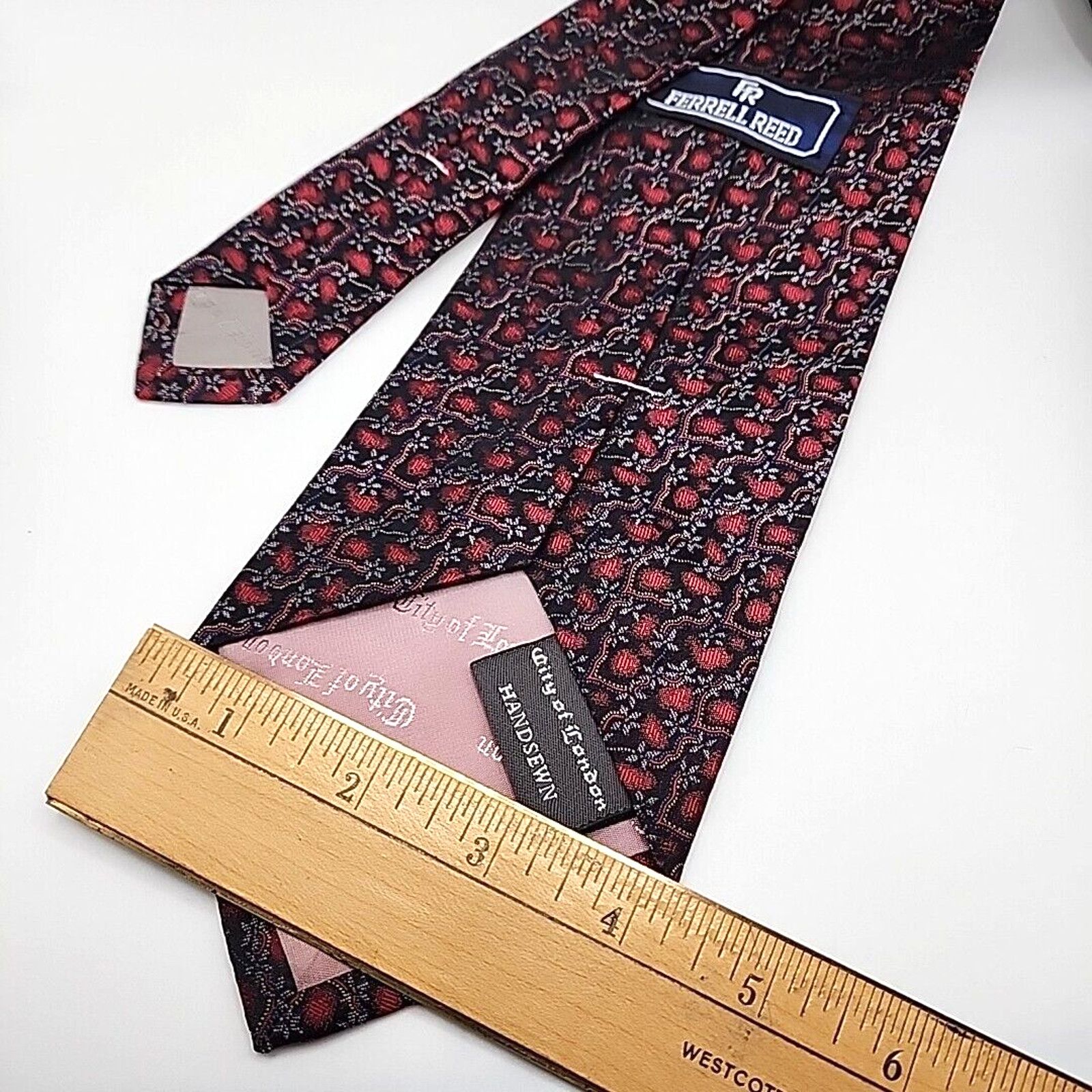 Other Ferrell Reed Silk Jacquard Necktie - Red Floral - Like New Size ONE SIZE - 2 Thumbnail