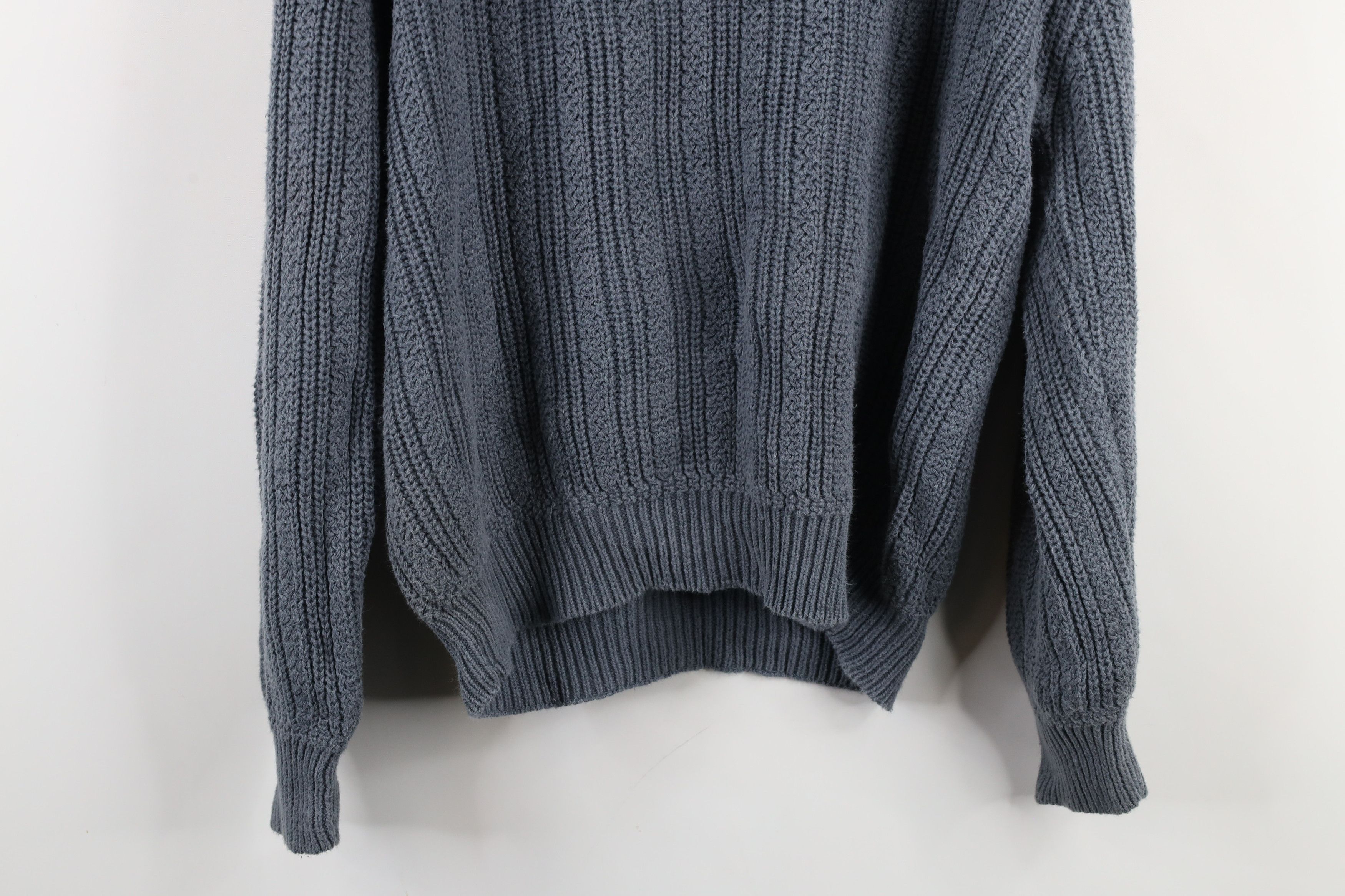 Vintage Vintage 90s Streetwear Chunky Ribbed Knit Sweater Steel Blue Size US L / EU 52-54 / 3 - 10 Thumbnail