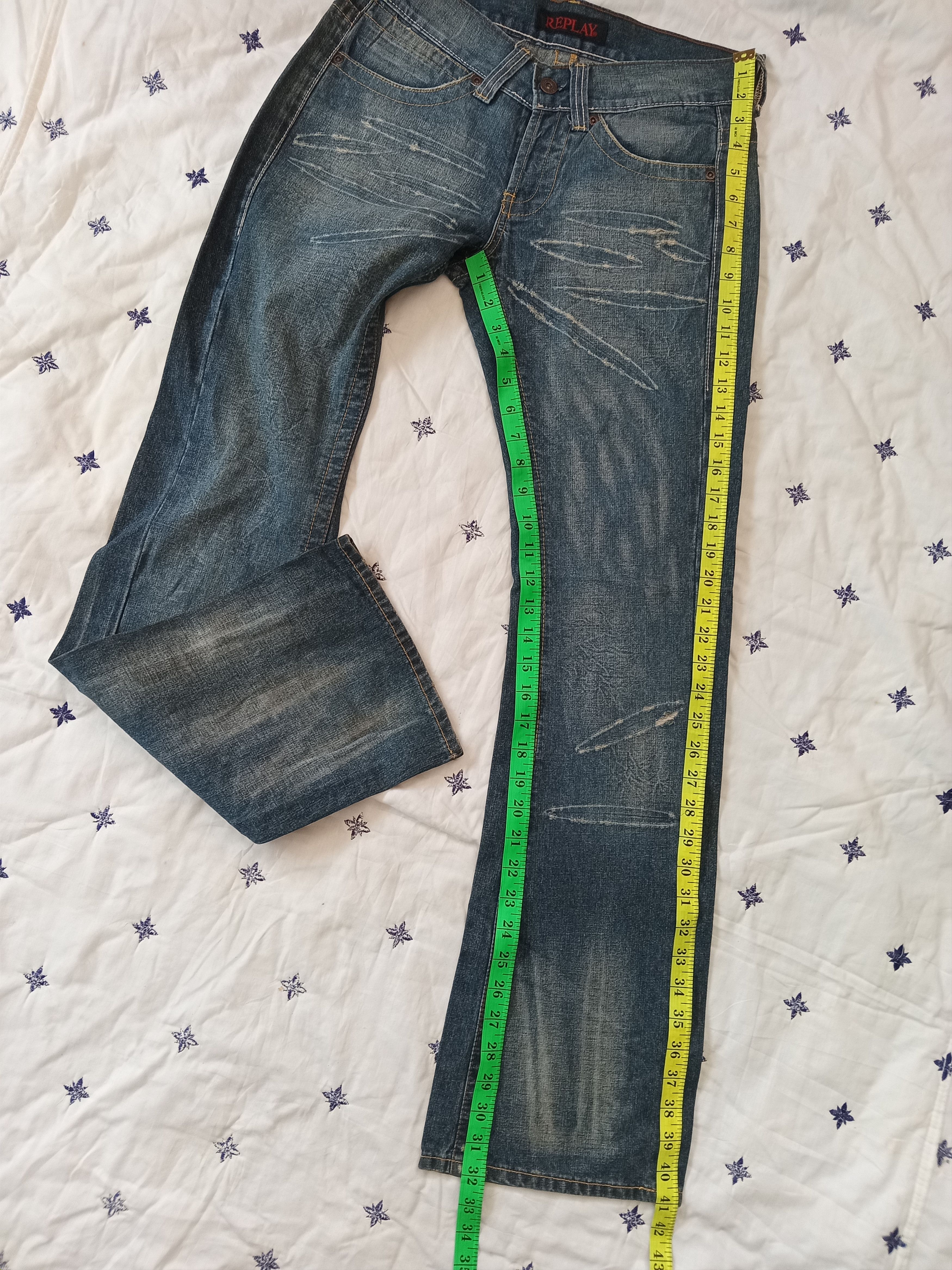 Replay × Vintage Vintage💥REPLAY Distressed Flare Jeans Size 30" / US 8 / IT 44 - 4 Thumbnail