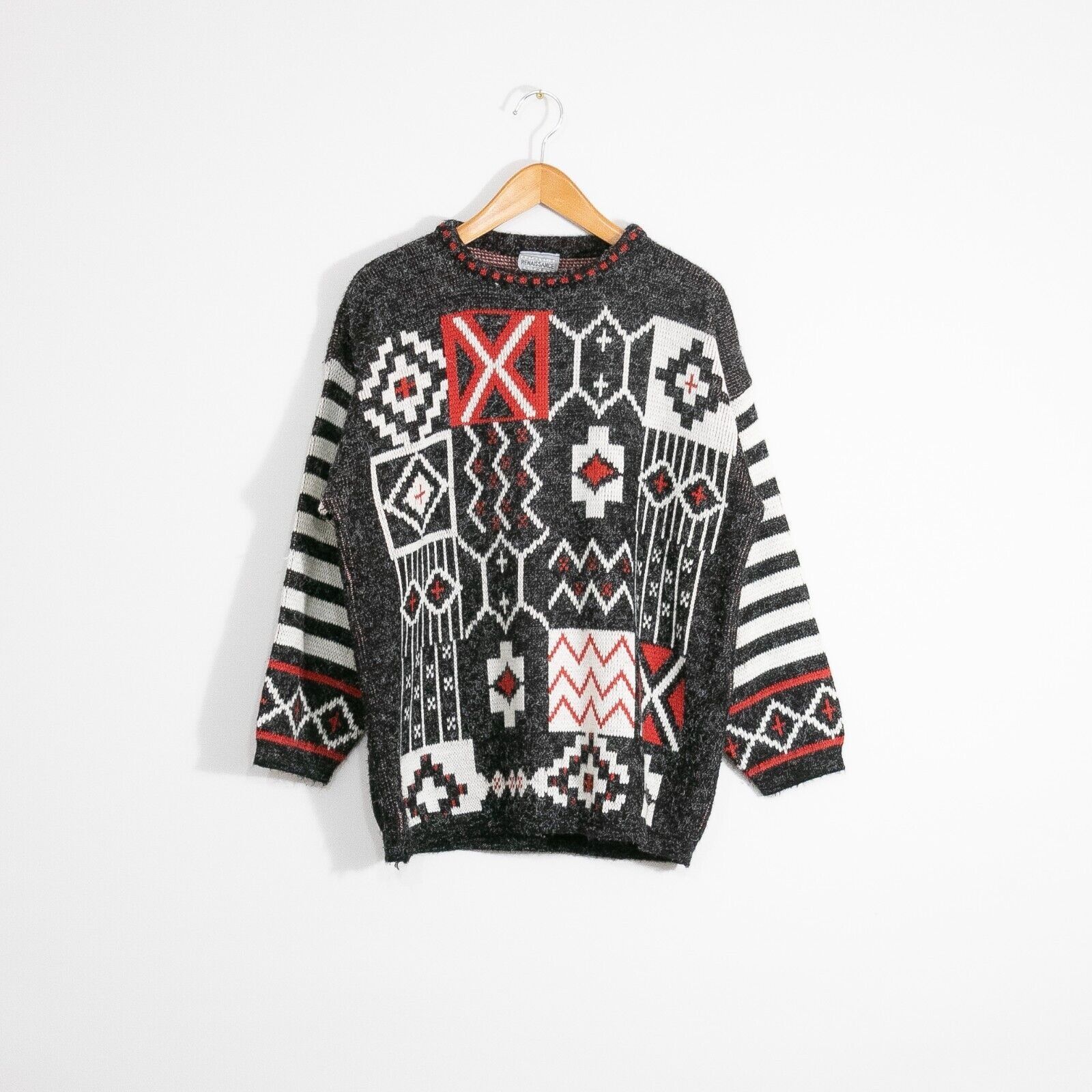 Vintage Vintage Abstract Pattern Acrylic Sweater Mens Large - Black Size US L / EU 52-54 / 3 - 1 Thumbnail