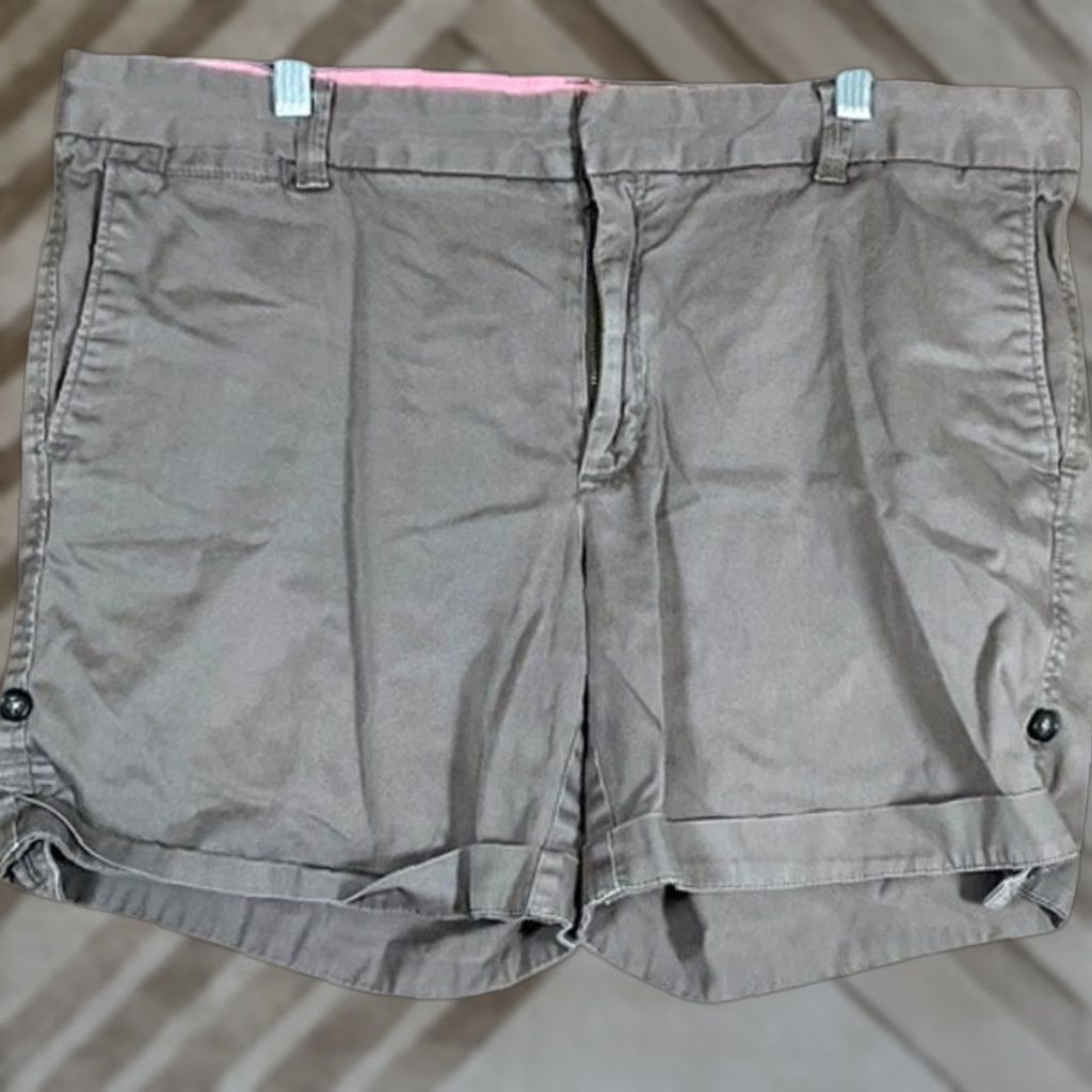 Banana Republic Womens Shorts Chino Brown 14 Plus Stretch Relaxed Casual Pockets Comfort Cotton Spandex (Size 36)