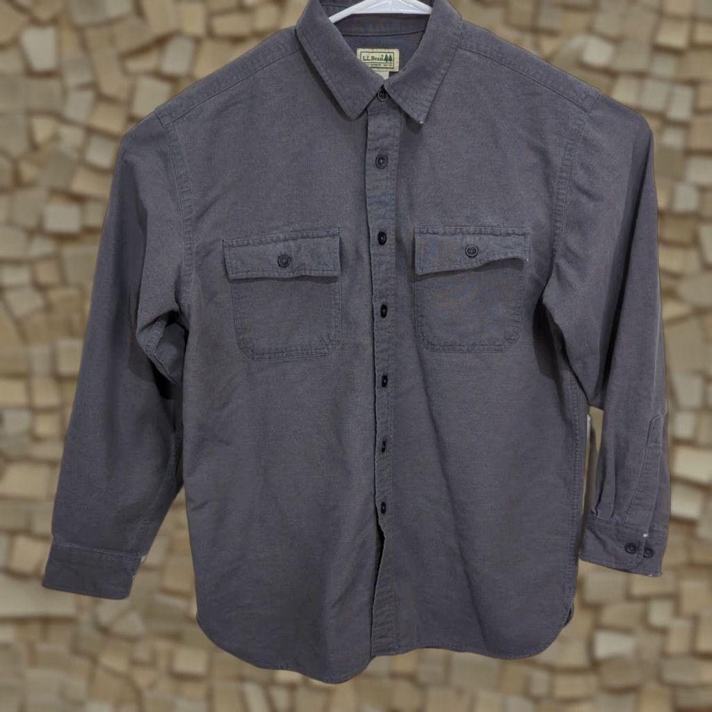 Vintage LL Bean Chamois Gray Button Up Shirt Men’s Large Reg Traditional Fit Thick Size US L / EU 52-54 / 3 - 1 Thumbnail