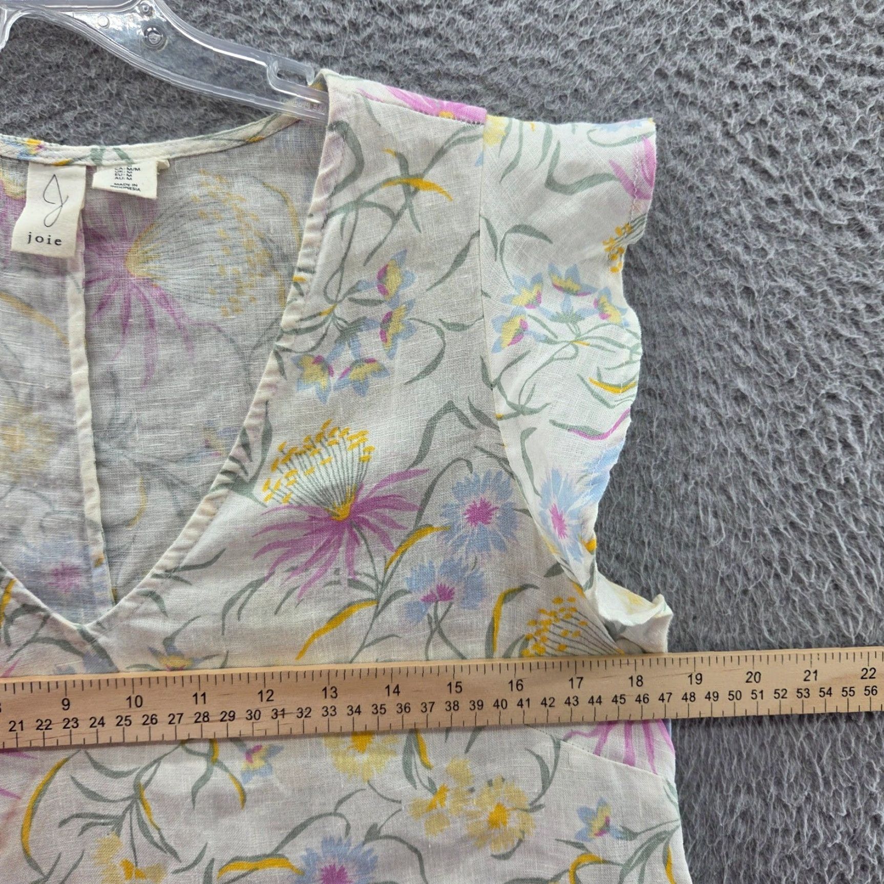 Joie Joie Dress Sheath Linen Floral Pink Yellow Beach Women's Medium" Size M / US 6-8 / IT 42-44 - 6 Thumbnail