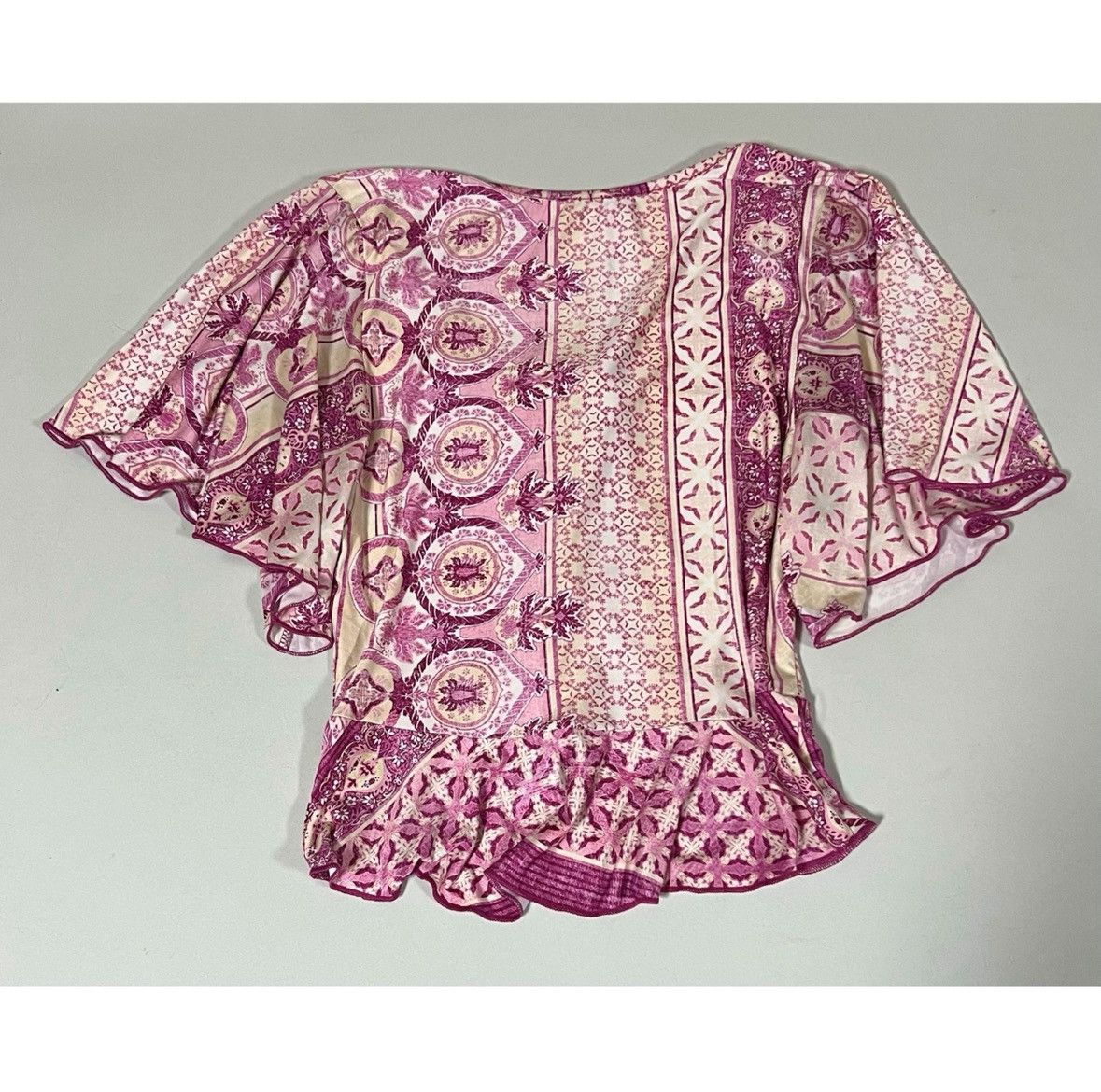 Venus Venus Pink Paisley Floral Flounce Sleeve Shirt Blouse XS 🎀✨ Size XS / US 0-2 / IT 36-38 - 4 Thumbnail