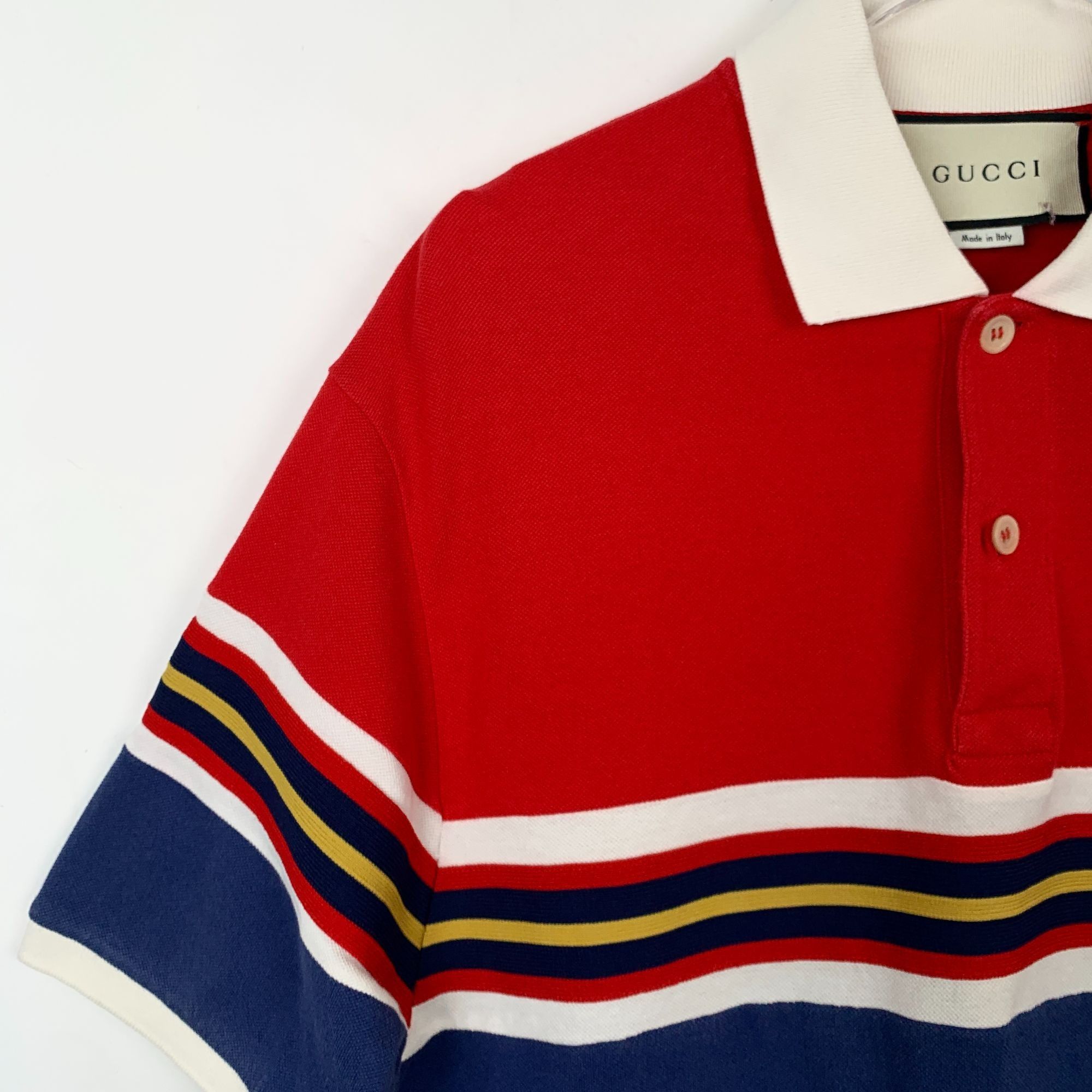 Gucci GUCCI Made In Italy Red & Navy Cotton Polo Shirt With Embroi Size US S / EU 44-46 / 1 - 7 Thumbnail