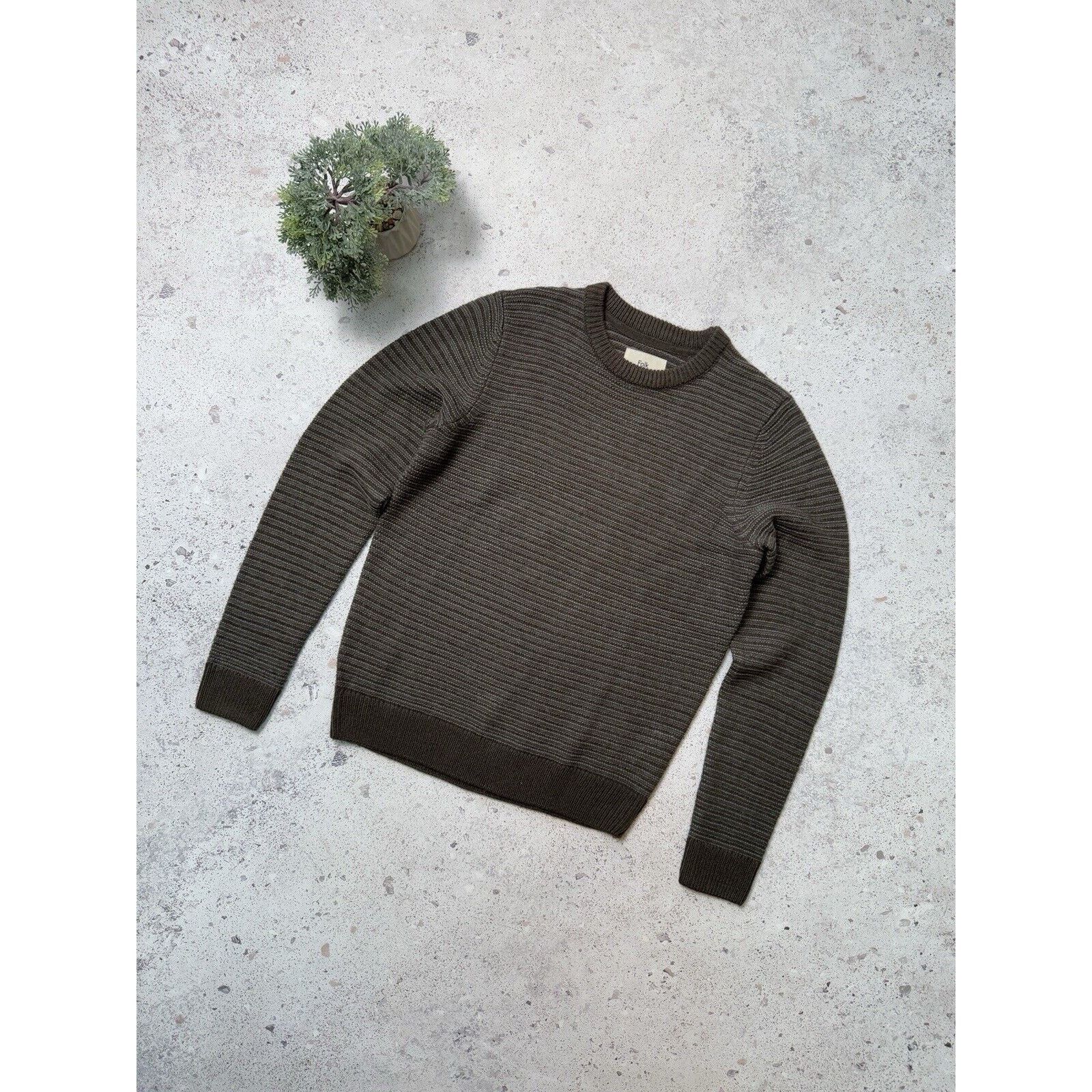 Folk Folk Men Sweater Crew Jumper Pullover Size 3 M Brown Size US M / EU 48-50 / 2 - 1 Thumbnail