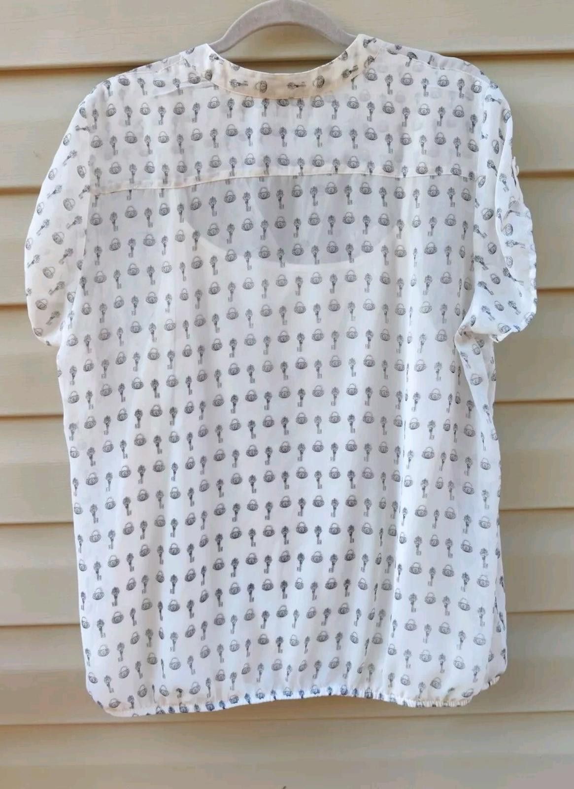 Other Roz & Ali Lock & Key Sheer White Top Blouse w/ Built in Cami Size XL / US 12-14 / IT 48-50 - 3 Thumbnail